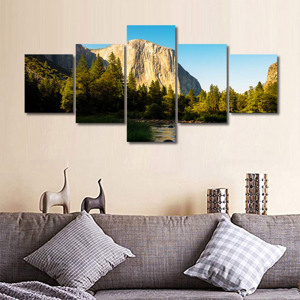 TUMOVO Montana River Glacier Canvas Wall Art - 5 Panels for Living Room & Bedroom Decor