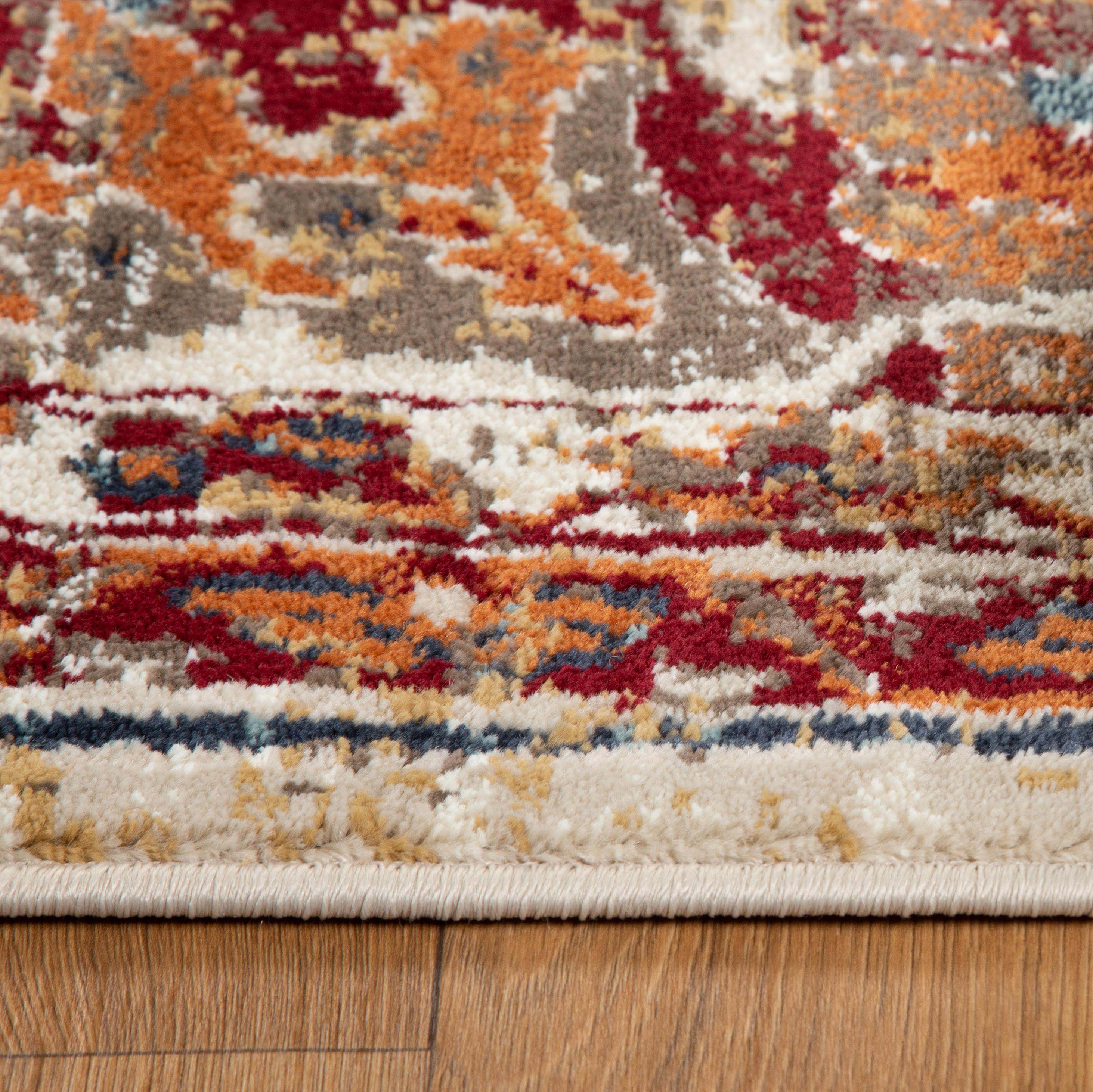 Abena Traditional Medallion Indoor Area Rug or Runner - Non-Slip Living Room Carpet, Bedroom Decor, Hallway Runner - Perfect for Home, Office & Apartment