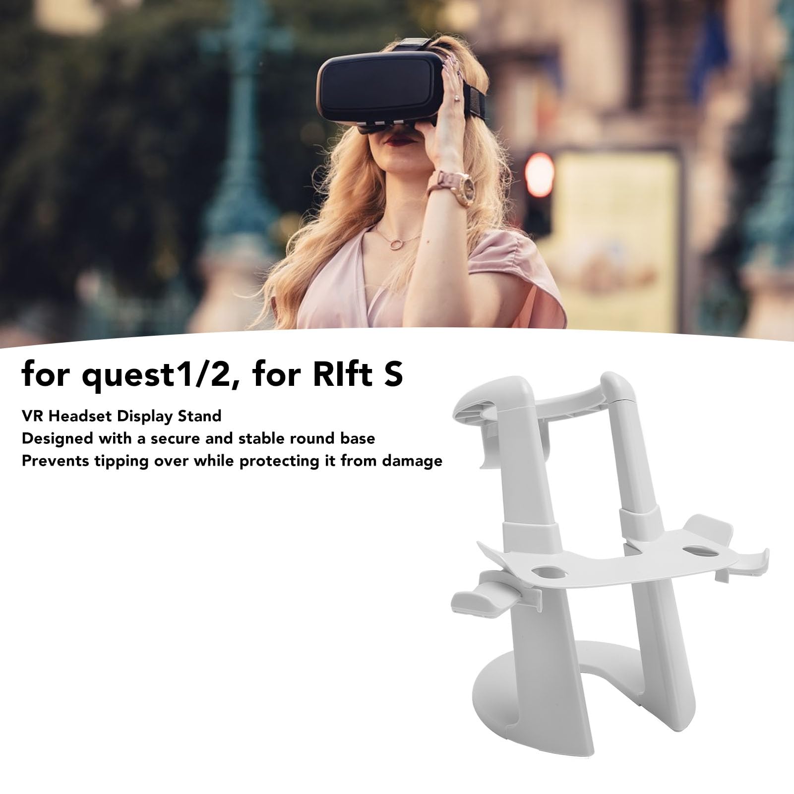 VR Headset Stand & Controller Holder for Oculus Quest 1/2 & Rift S - White | Wall Mount Display Organizer for VR Gaming Accessories | Perfect for Living Room, Bedroom, or Gaming Setup