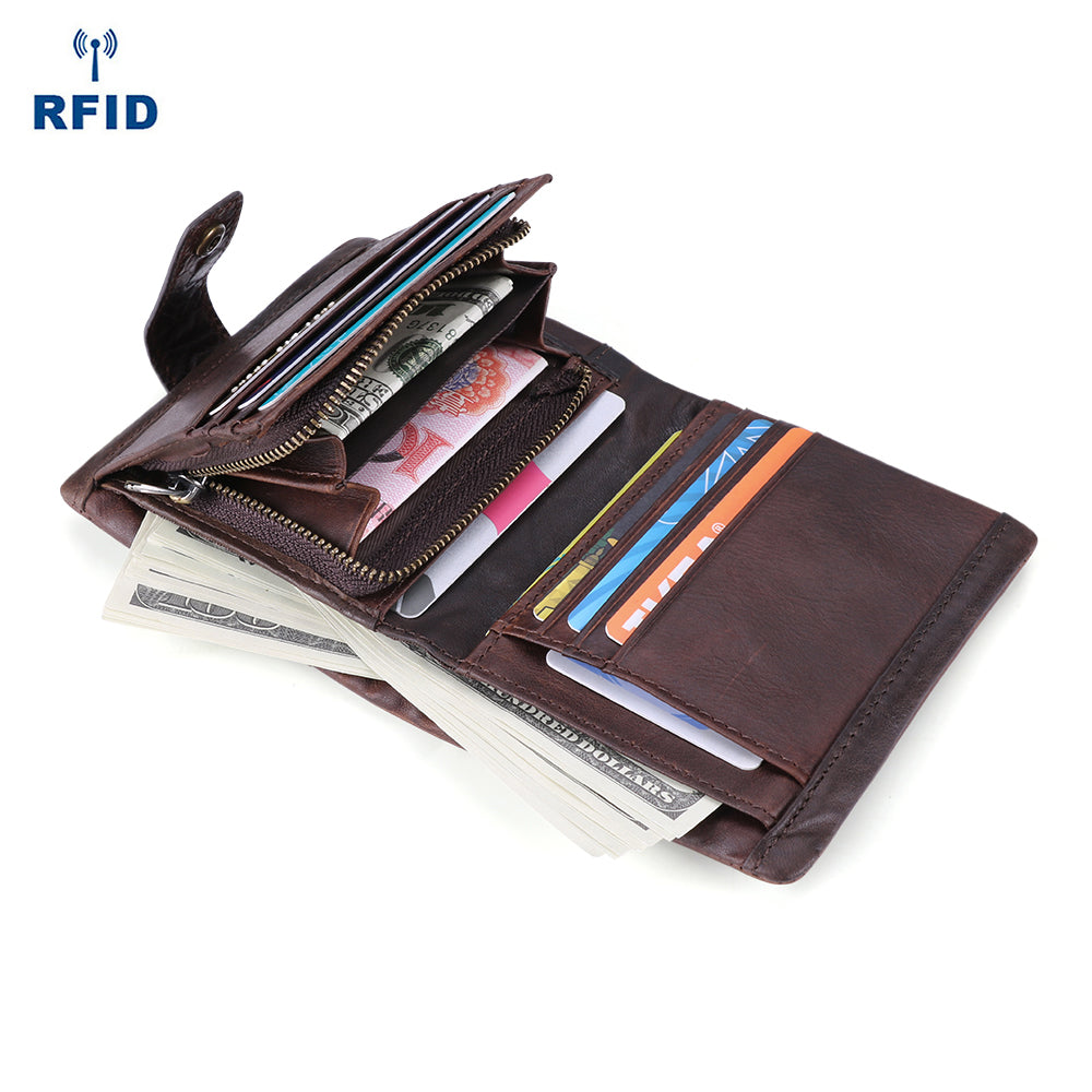 Personalized RFID Blocking Leather Bifold Wallet for Men - Slim Minimalist Design with ID Window & Card Slots - Perfect for Travel, Business & Everyday Use