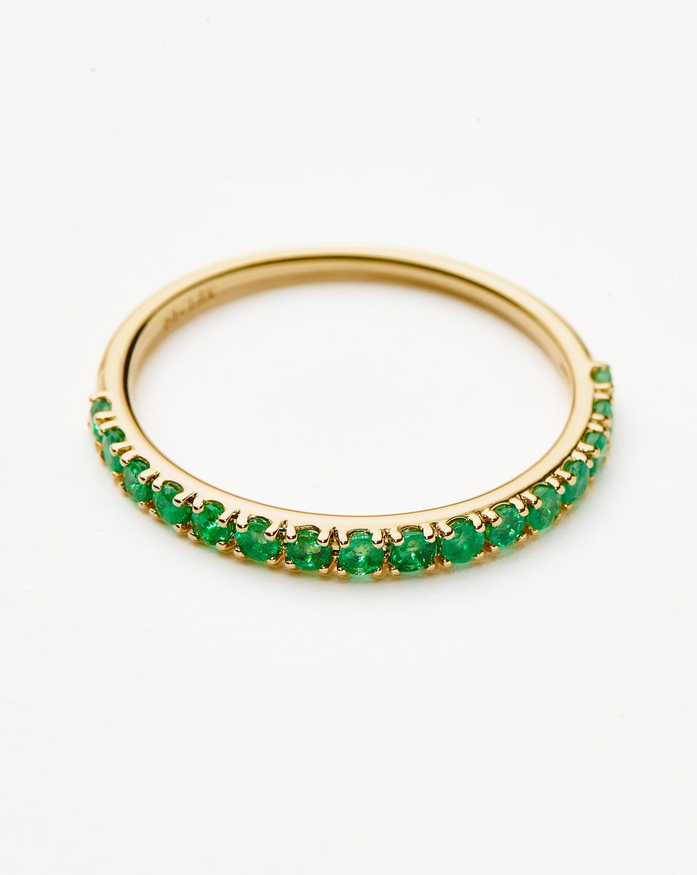 Exquisite 14K Gold Half Emerald Eternity Ring for Women - Elegant Wedding Band, Anniversary Gift & Everyday Jewelry for Special Occasions