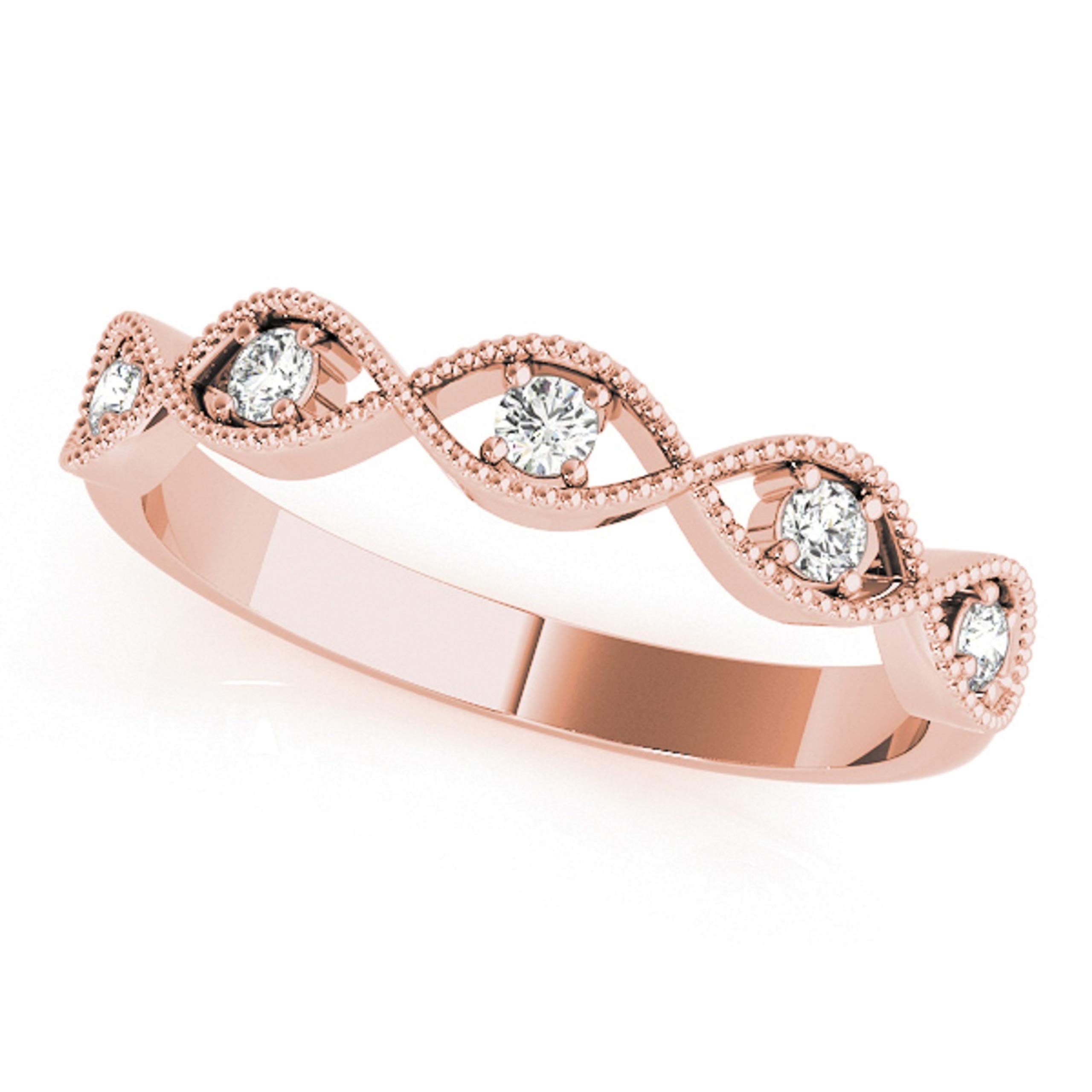 10K Solid Rose, White & Yellow Gold Diamond Spiral Women's Wedding Band - Perfect Valentine's Day Gift for Her, Anniversary & Romantic Occasions