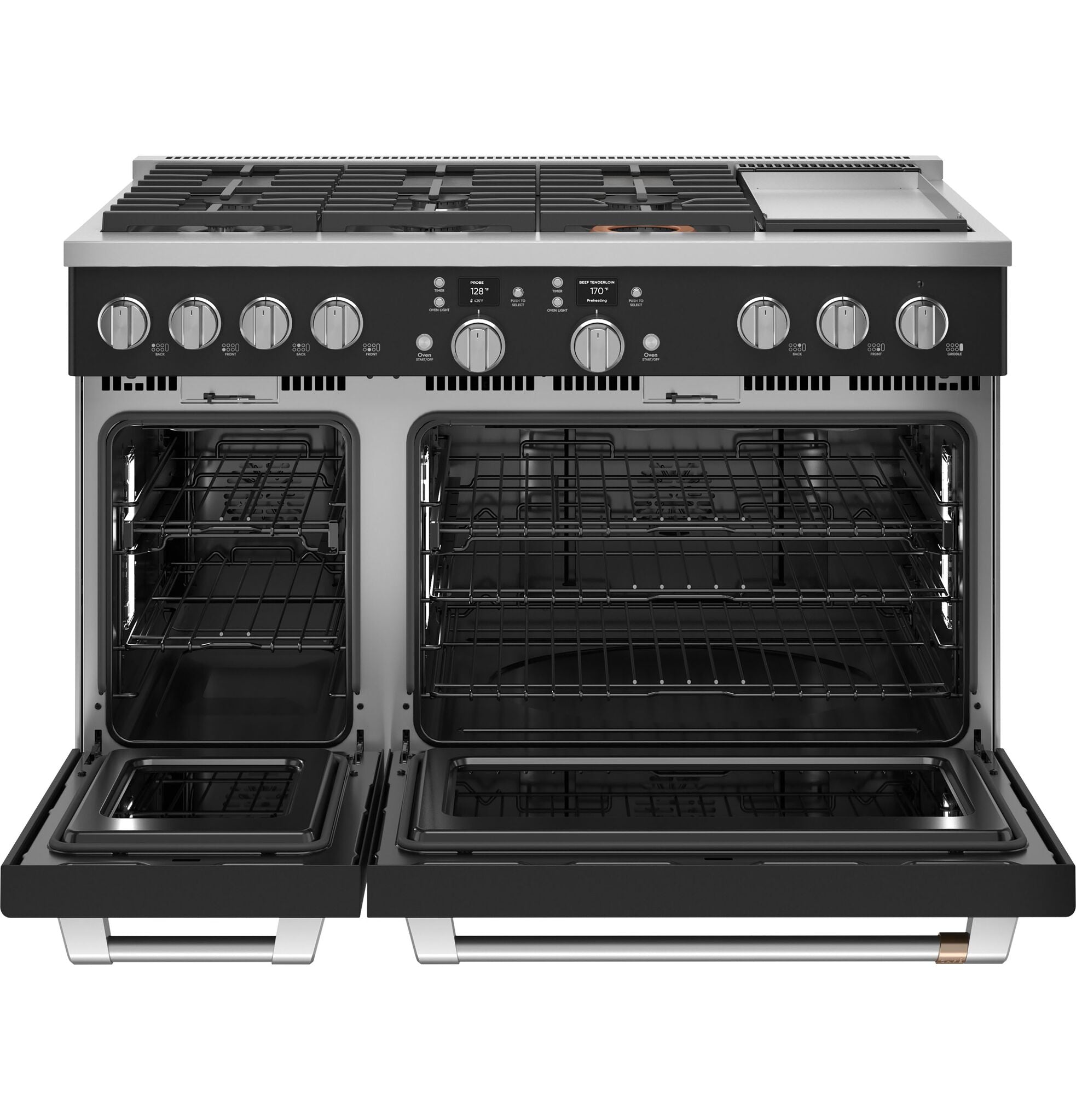 Black Matte Commercial Style Smart Dual Fuel Range with No Preheat Air Fry (8.25 Cu. Ft.) - C2Y486P3TD1 - Perfect for Restaurants, Home Kitchens & Professional Chefs
