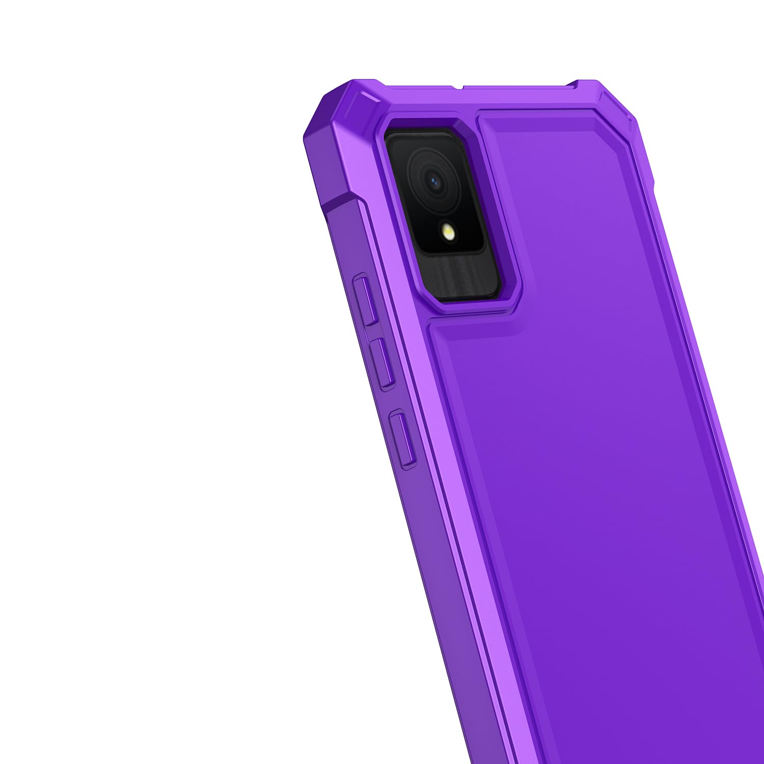 TCL K11 Phone Case with Screen Protector - Military Grade Shockproof Cover, Front Silicone Bumper & Frosted PC Back for Full Body Protection - Compatible with TCL 502 Purple - Perfect for Outdoor Activities, Travel and Daily Use