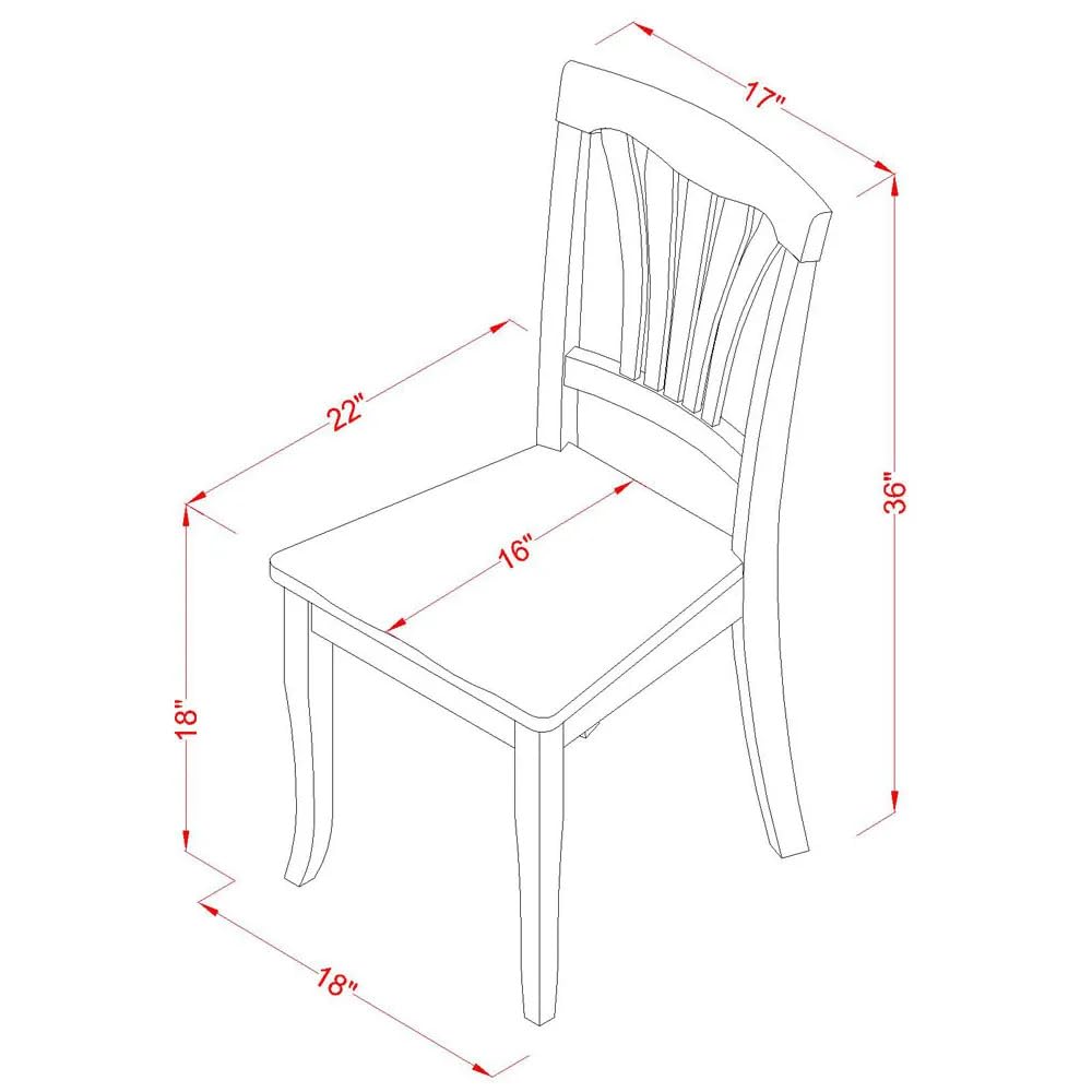 East West Furniture AVC-BLK-W Avon Dining Room Chairs - Set of 2 Solid Wood Slat Back Chairs in Black & Cherry Finish for Kitchen, Dining Room & Home Decor