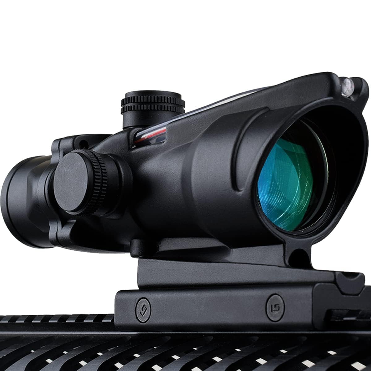 KinZon Acog 4X32 Rifle Scope with Dual Illumination & Chevron Fiber Optic Reticle | .223 Ballistic Reticle for Hunting, Tactical Shooting & Outdoor Adventures