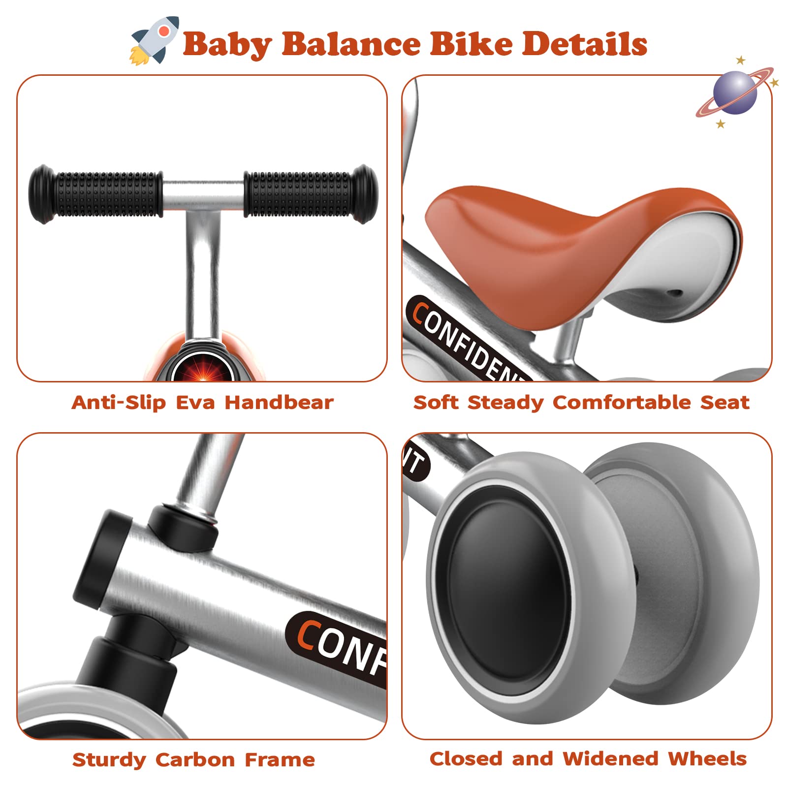 Xiapia 4-Wheel No Pedal Balance Bike for Toddlers 10-24 Months - Steel Frame First Birthday Gift for 1 Year Old Girls & Boys - Perfect for Indoor/Outdoor Play & Early Riding Skills Development