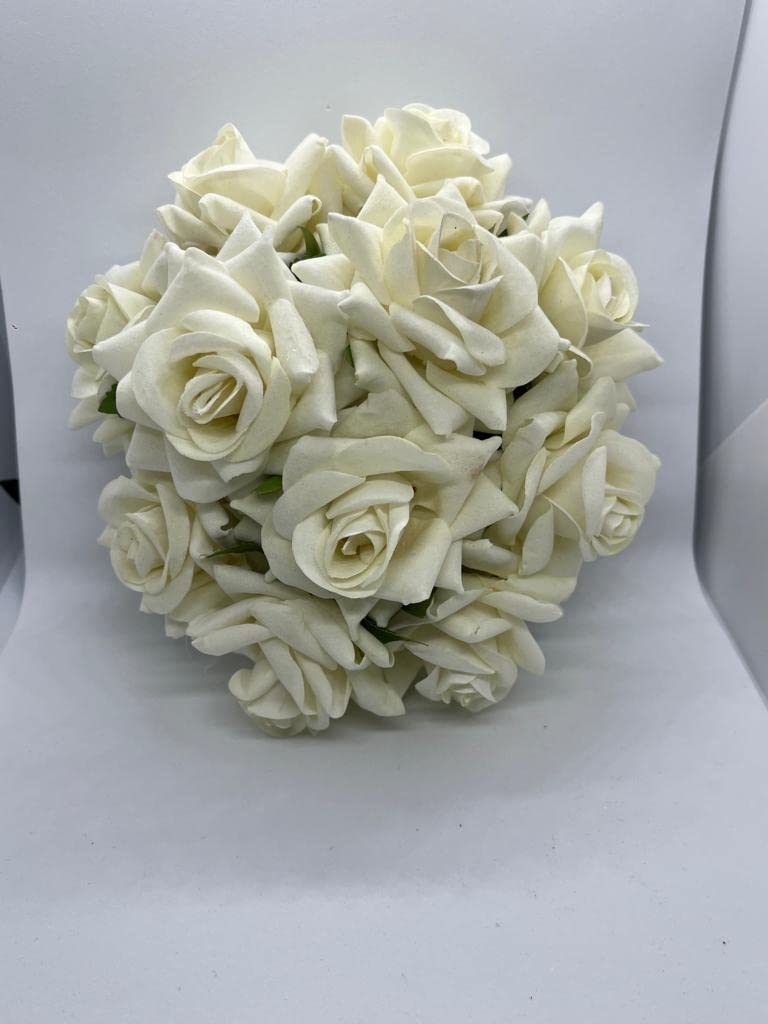 FLUSHIA Artificial White Rose Flower Bun Hair Juda Maker Gajra Hair Accessories for Women & Girls - Bridal, Party, Wedding Hairstyle (White, 1pc)