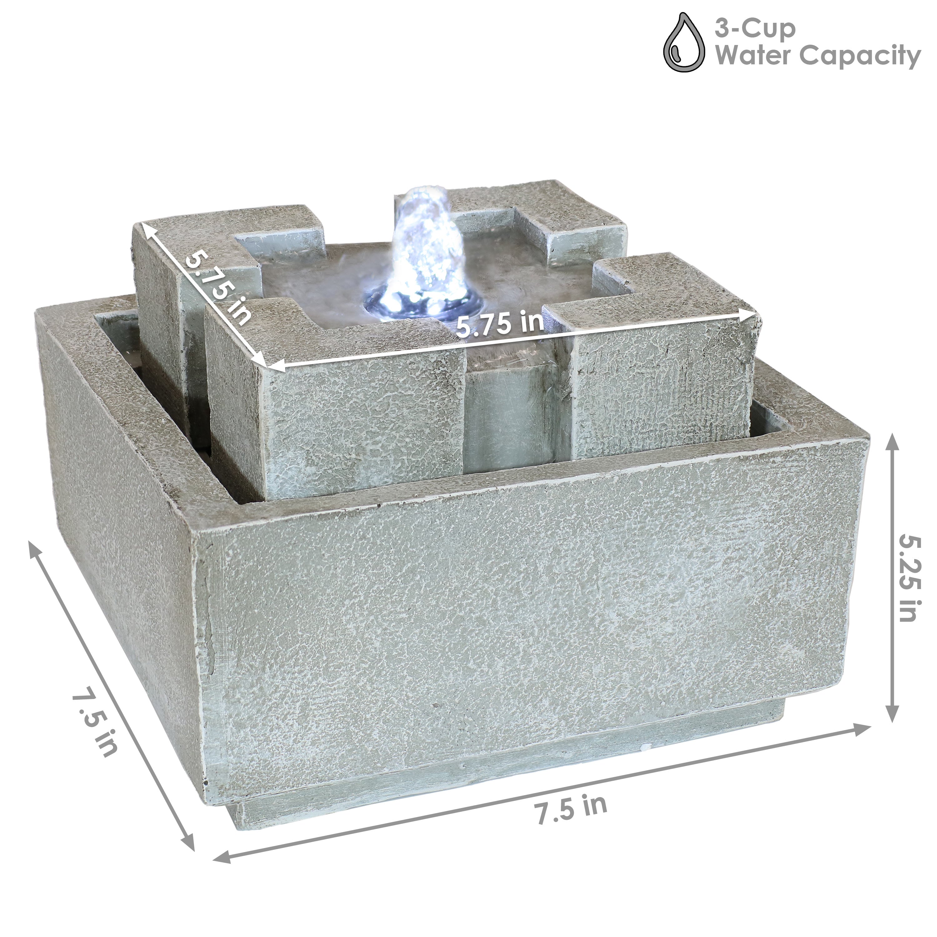 Sunnydaze Square Dynasty Bubbling Indoor Tabletop Fountain - Relaxing Water Feature for Home, Office, or Meditation Space - Perfect for Stress Relief and Decorative Ambiance