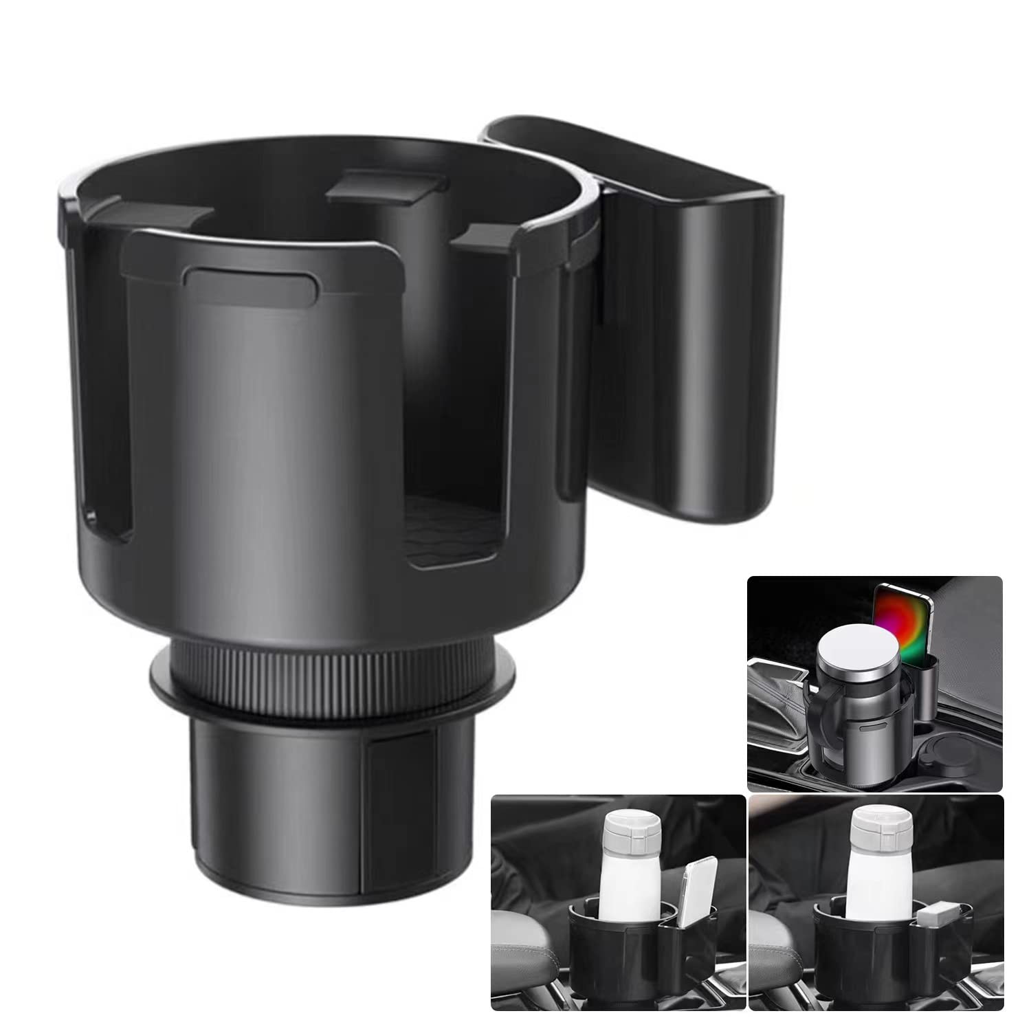 Humview Car Cup Holder Expander with Phone Holder - Large Adapter for 32/40 oz Bottles, Big Drinks, Mugs - Perfect for Road Trips, Commuting, and Daily Driving