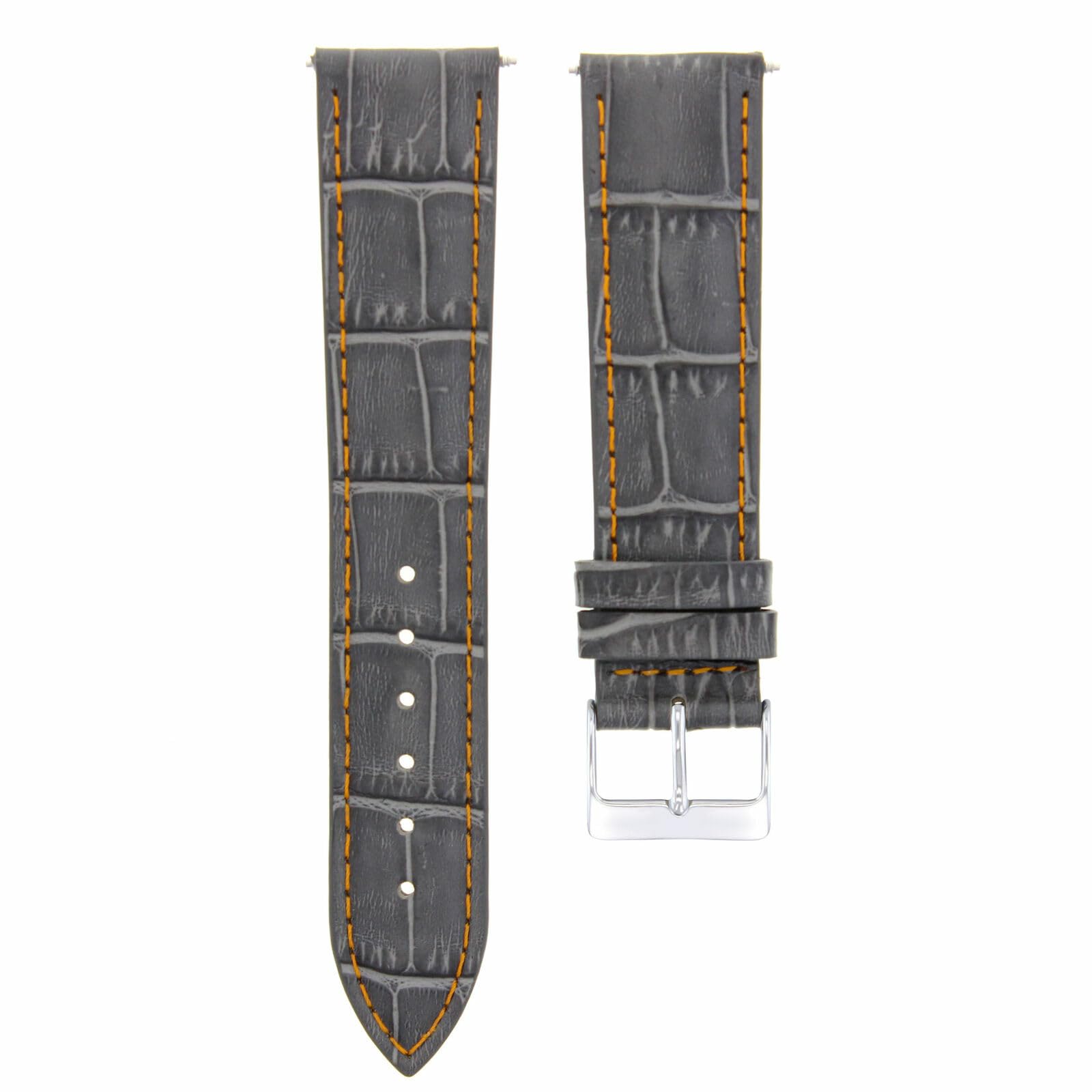 20mm Genuine Leather Watch Band Strap - Compatible with Rolex Datejust - Gray with Orange Stitching - Replacement Watch Strap for Men & Women - Perfect for Business, Casual & Formal Occasions