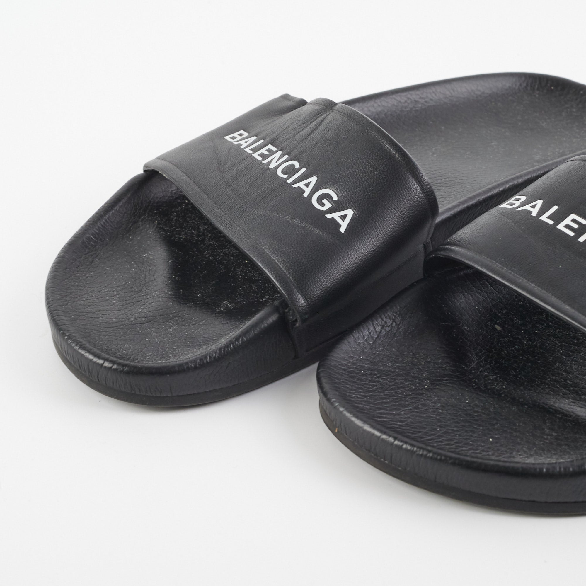 Balenciga Classic Logo Leather Slide Sandals Size 38 - Comfortable & Stylish Summer Slides for Women | Perfect for Beach, Pool, and Casual Outings
