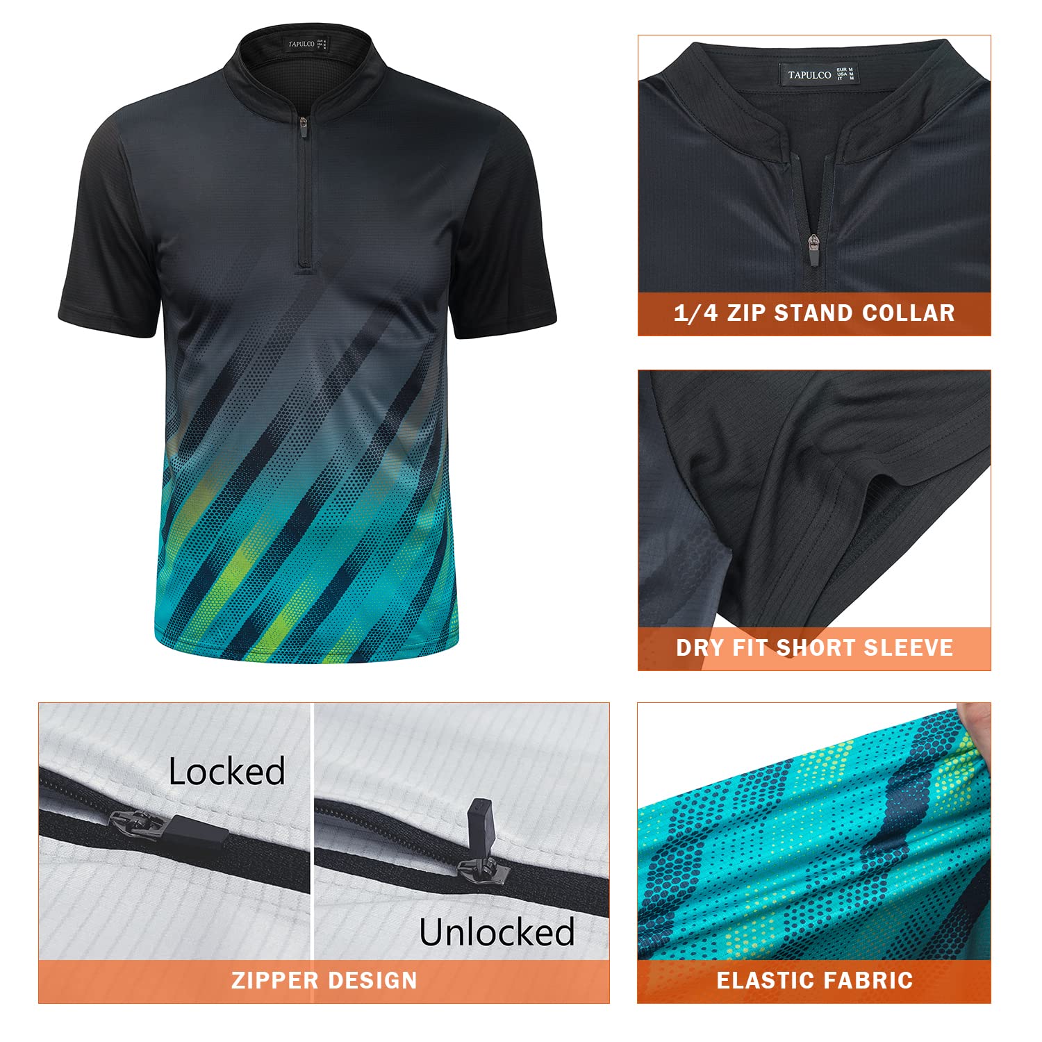 TAPULCO Men's Quick Dry Quarter Zip Performance Shirt - Modern Printed Athletic Pullover for Casual Sports & Outdoor Hiking | Moisture-Wicking Tee for Gym, Running & Adventure Activities
