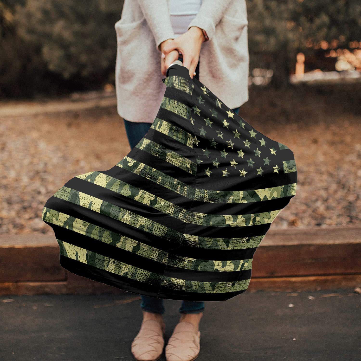 Breathable Camouflage Baby Nursing Cover - Military Green Camo Car Seat Canopy for Breastfeeding Privacy, 4th of July & Country Style | Multi-Use Infant Car Seat Cover for Newborns & Toddlers (Boys & Girls) - Perfect for Outdoor Adventures, Travel & Daily Use