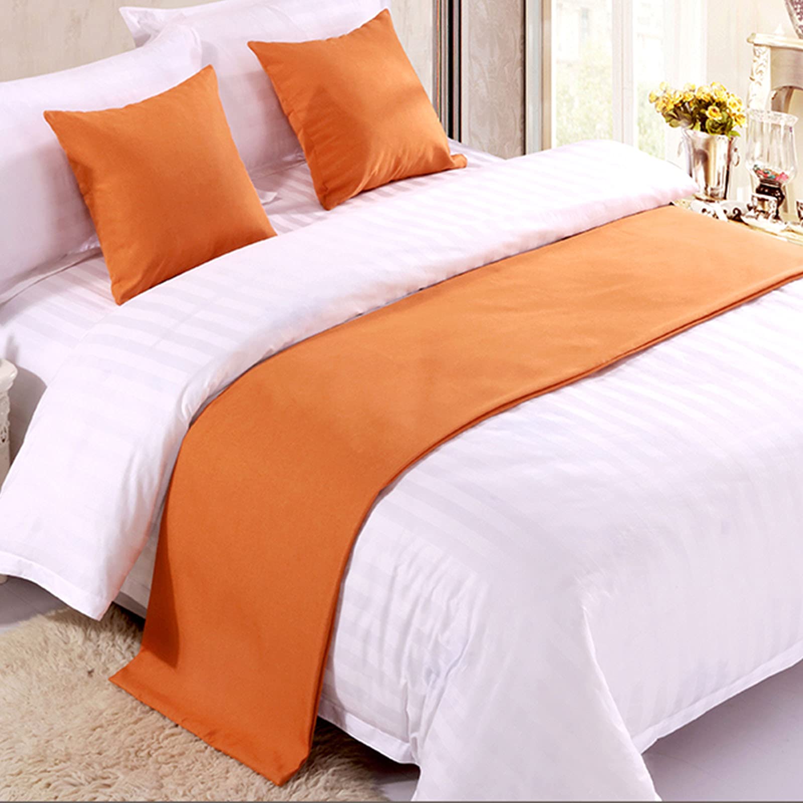 Soft Solid Color Bed Runner Scarf - Twin, Queen & King Size Bedding Throw for Foot of Bed - Perfect for Home Decor, Guest Room Styling & Bedroom Accent
