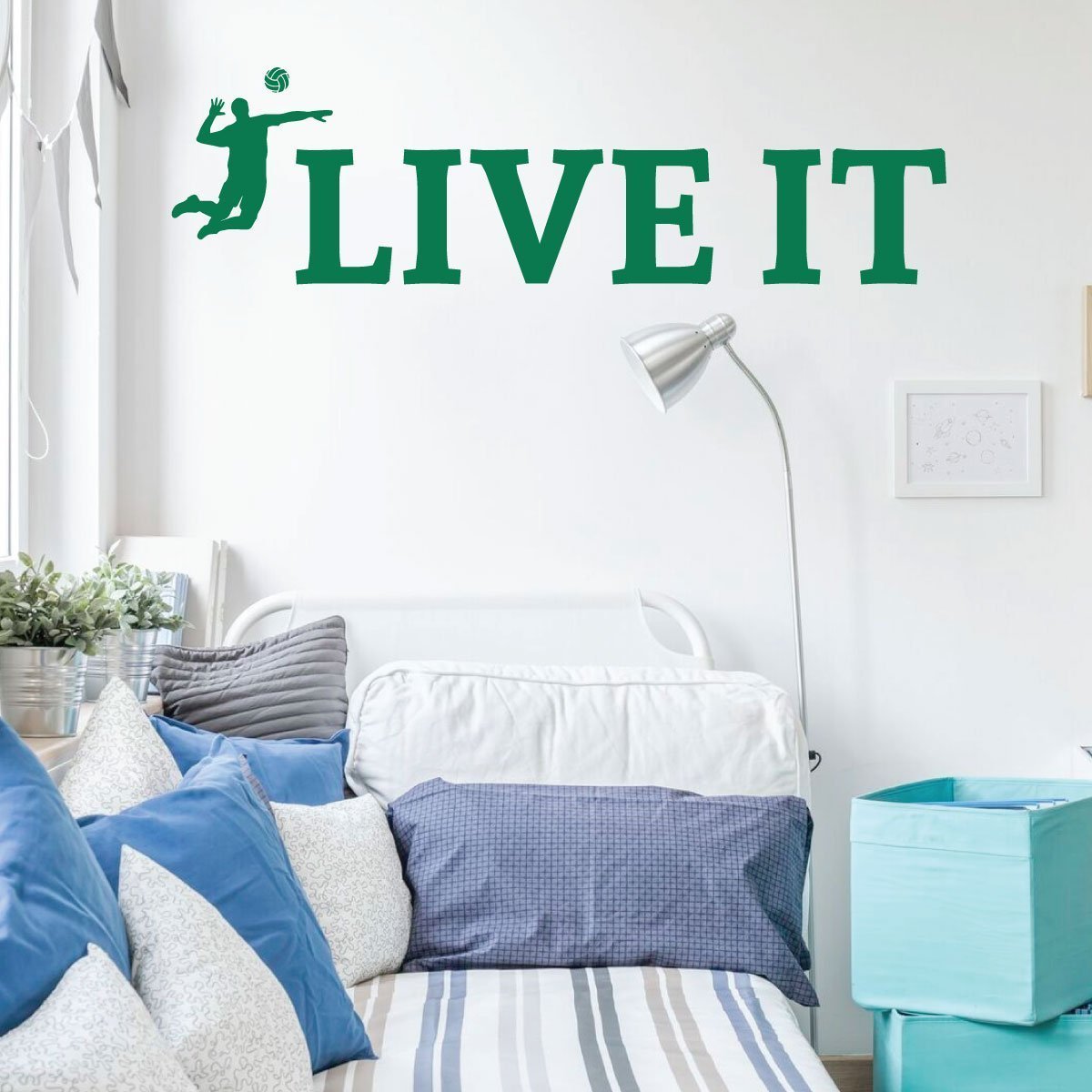 Volleyball Wall Decal - Motivational 'Live It' Vinyl Sticker for Boys Room - Sports Themed Bedroom & Playroom Decor - Perfect for Kids, Teens & Sports Fans