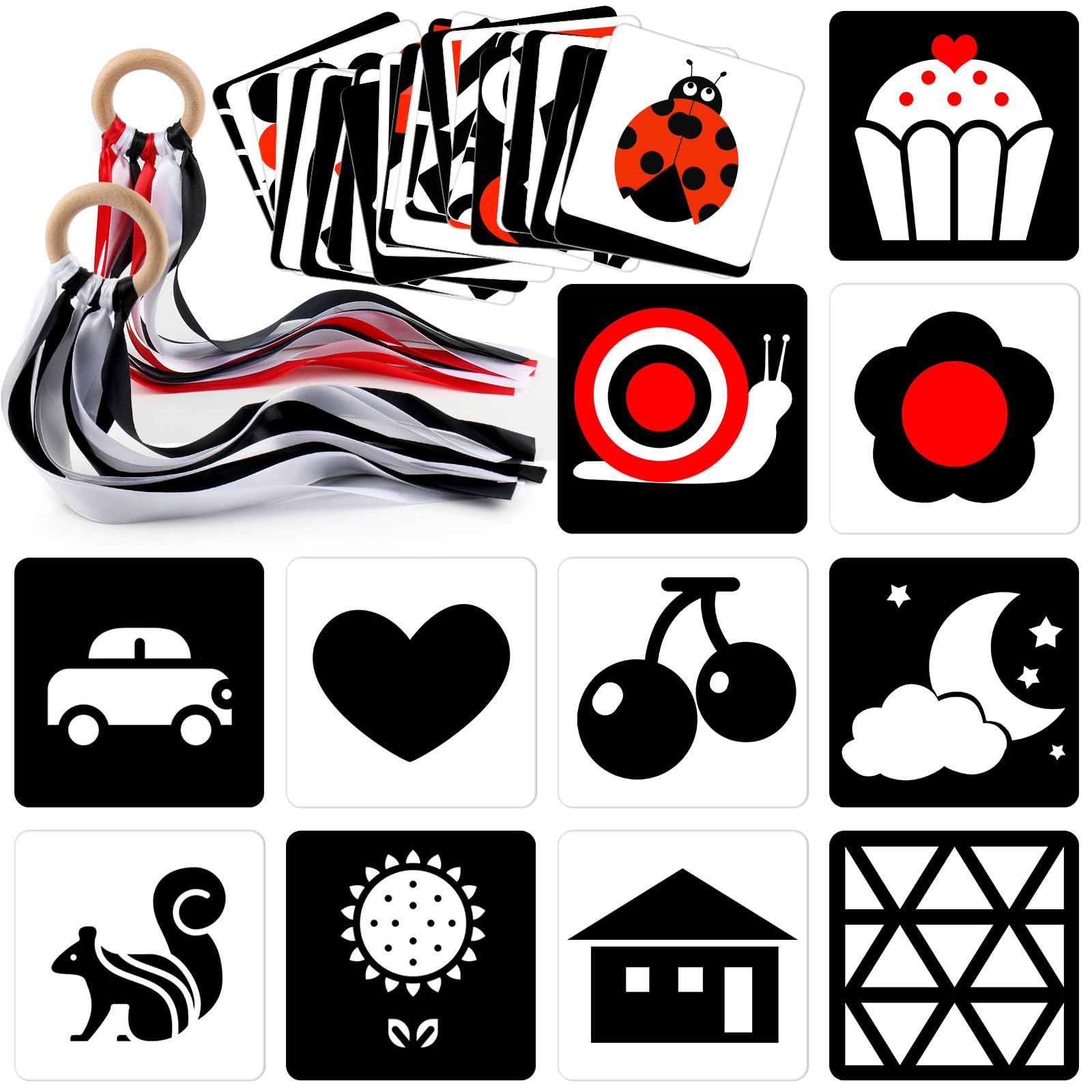 High Contrast Baby Flash Cards 0-6 Months - Black & White Visual Stimulation Cards for Newborn Brain Development | Sensory Learning Toys for Infants 0-3 Months | Perfect for Tummy Time & Early Education