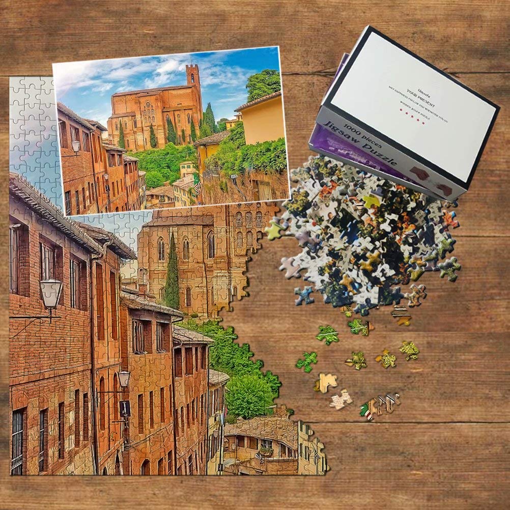 1000-Piece Italy Siena Wooden Jigsaw Puzzle - Travel Souvenir & Home Decor for Adults, Perfect Gift for Puzzle Lovers & Italy Enthusiasts