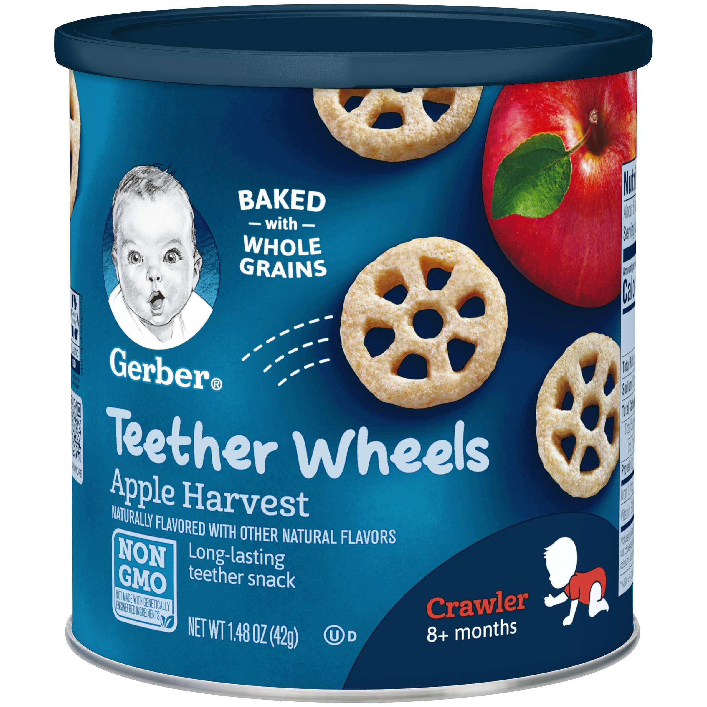 Gerber Baby Snacks Value Pack - Lil Crunchies Mild Cheddar & Veggie Dip (8 Packs) + Teether Wheels Apple Harvest (6 Packs) | Healthy Toddler Snacks for On-the-Go, Daycare & Travel
