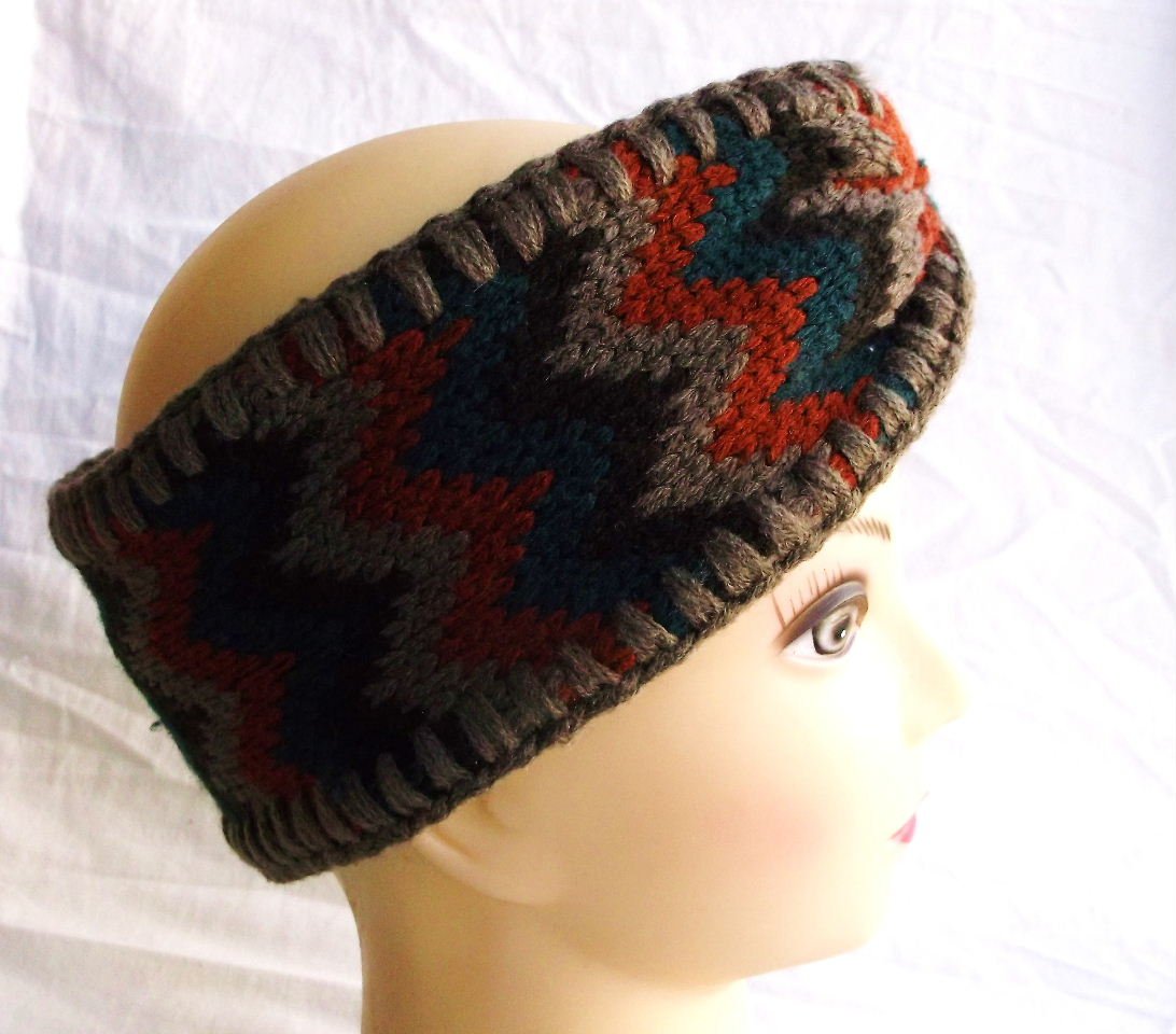 Orange Brown Crochet Headband for Women - Boho Hair Accessory for Yoga, Running, and Everyday Fashion