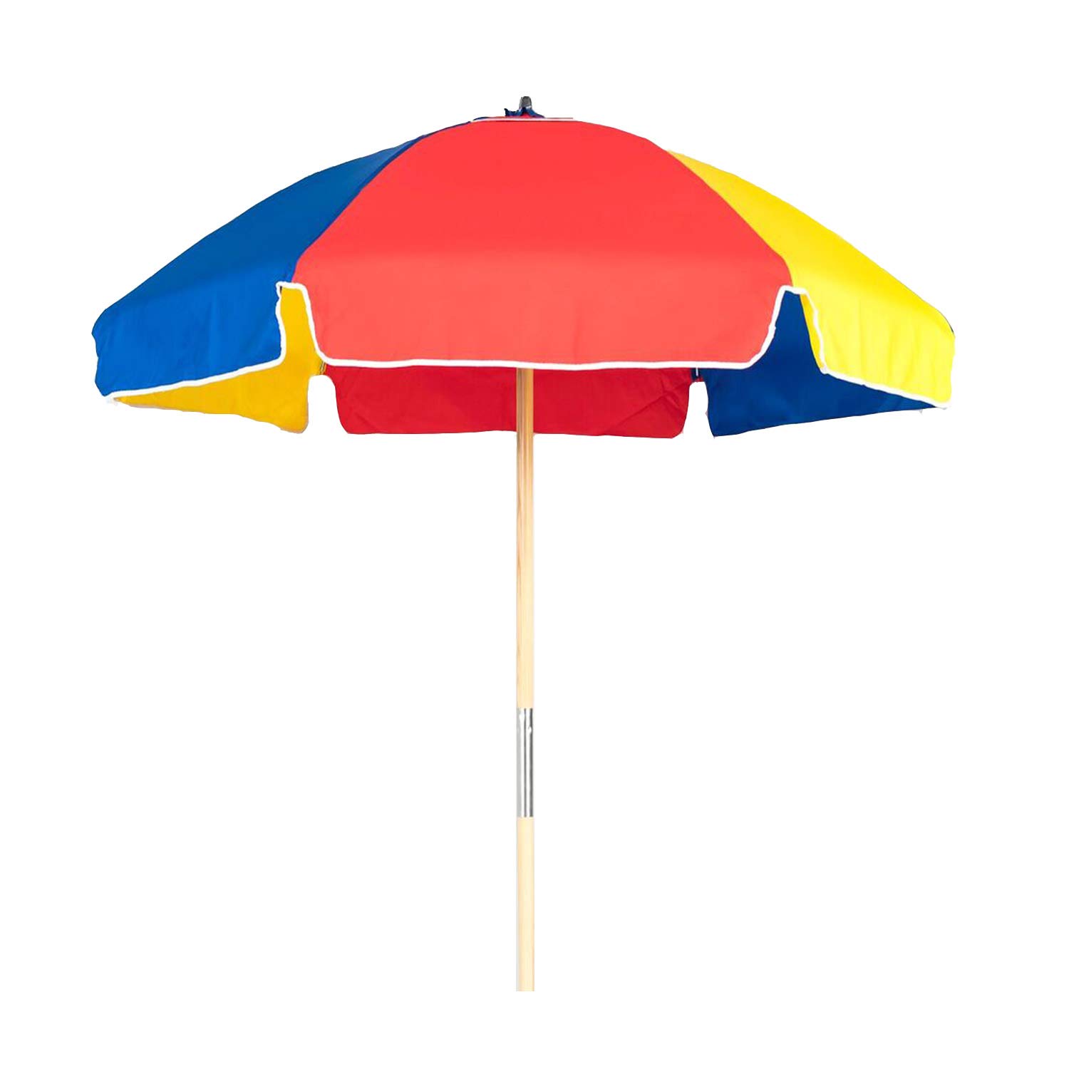 Frankford 6.5 ft Steel Beach Umbrella with Ashwood Pole - UV Protection Sand Anchor for Poolside, Backyard, Patio & Outdoor Use