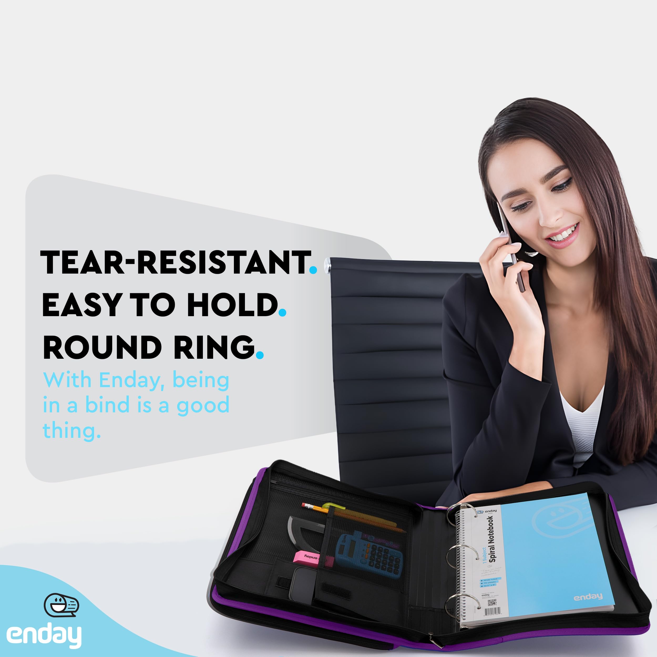 Enday 2 Inch Zipper Binder - 880 Sheet Capacity, 5 Pockets, Expanding File Folder with Durable Handle, School & Office Organizer in Purple - Perfect for Students, Teachers & Professionals to Organize Documents, Notes & Supplies