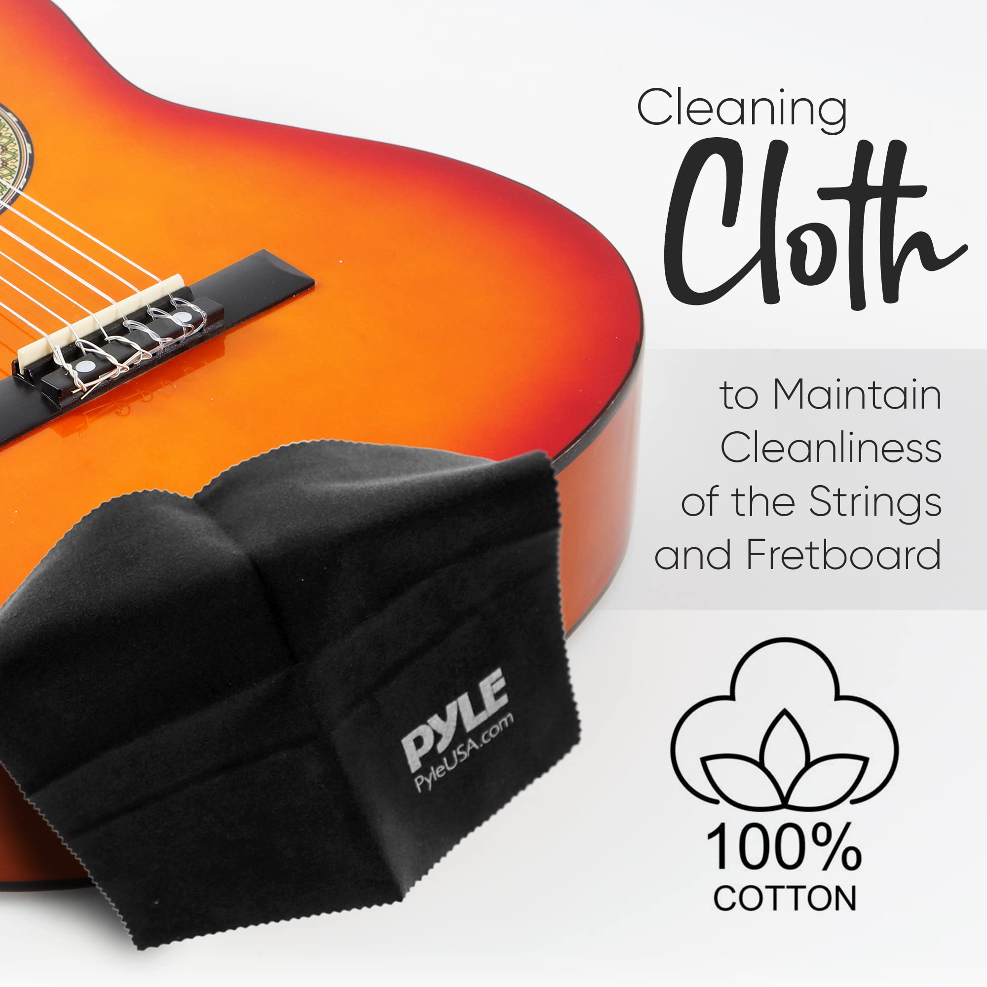 **Pyle 4/11 Accessory Kit - Full Set of Guitar Replacement Parts (6 Aquila Nylon Strings, Capo, 3 ABS Felt Picks, Cleaning Cloth) - Perfect for Acoustic & Classical Guitar Maintenance & Performance**