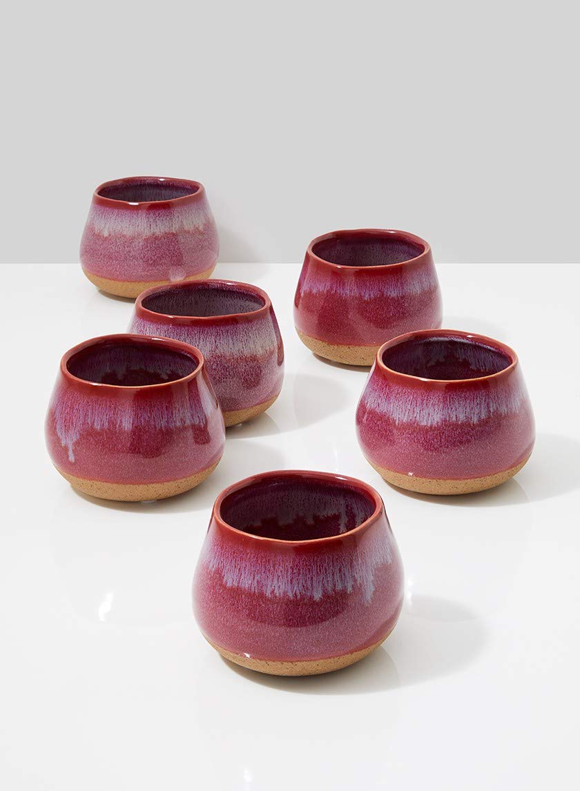 Set of 6 Red Ceramic Flower Vases - 3