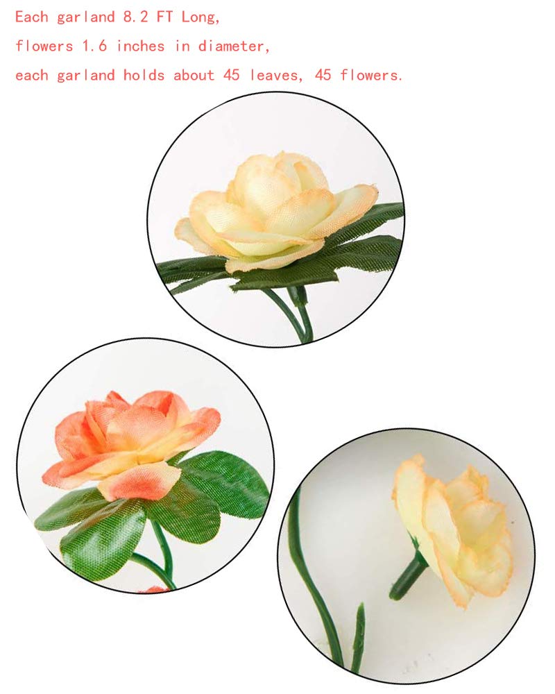 SRK 5 Pack 41 FT Artificial Rose Vine Garland - Fake Flower Hanging Decor for Wedding, Party, Home, Hotel & Office (Champagne) | Perfect for Wall Decor, Garden Craft, and DIY Art Projects