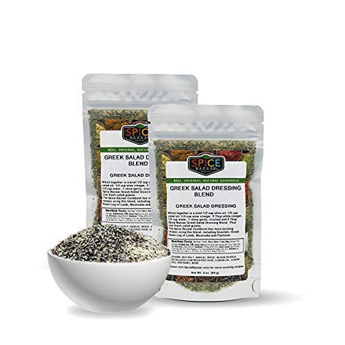 Greek Salad Dressing Spice Blend - Mediterranean Seasoning with Sea Salt - Natural, Gluten Free & Kosher Certified - 2 Pack of 3 Oz - Perfect for Salads, Grilled Meats & Mediterranean Dishes