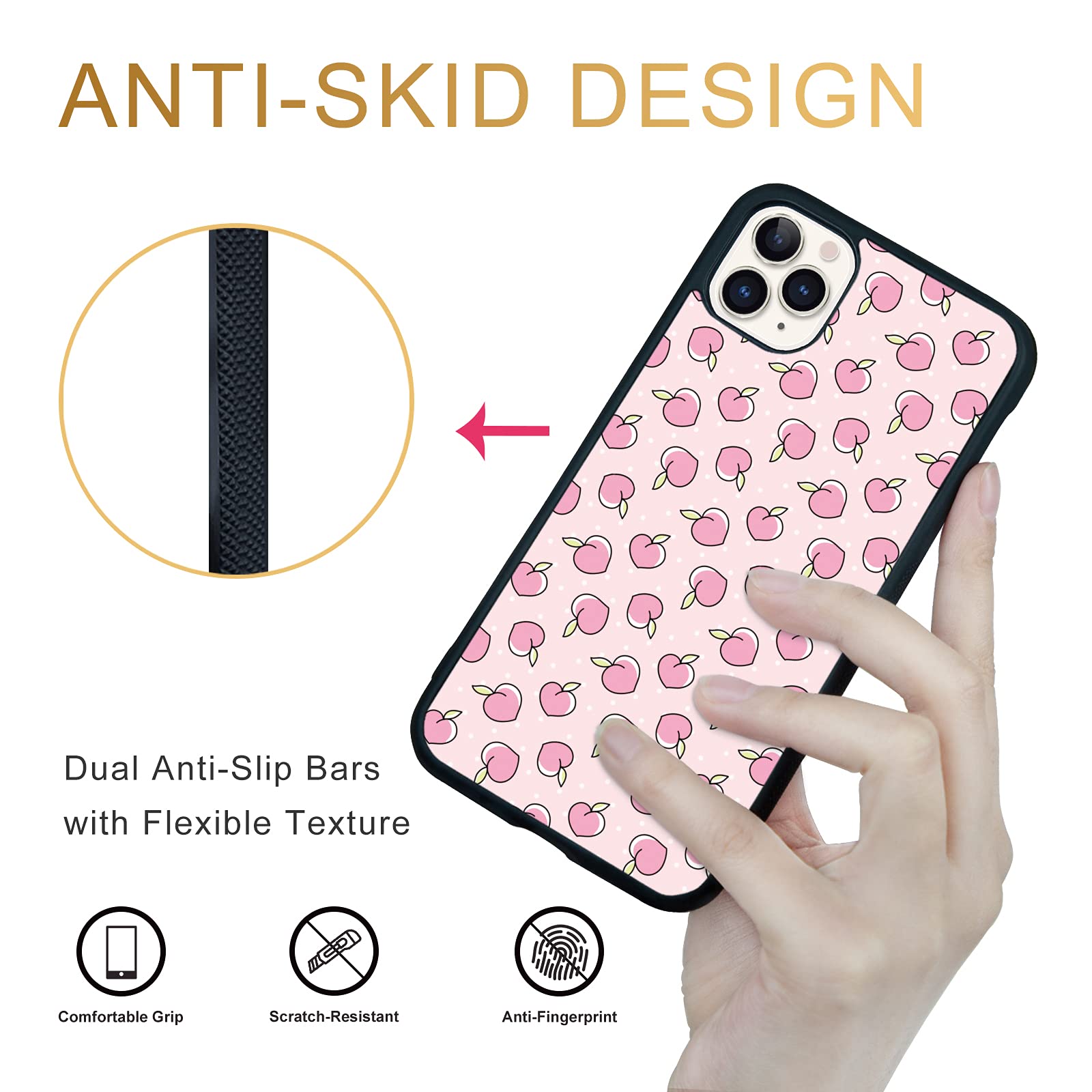 **Pink Peaches iPhone 11 Pro Case - Shockproof Protective TPU & Aluminum Cover for Women & Girls - Cute Tropical Design for Everyday Use & Travel**