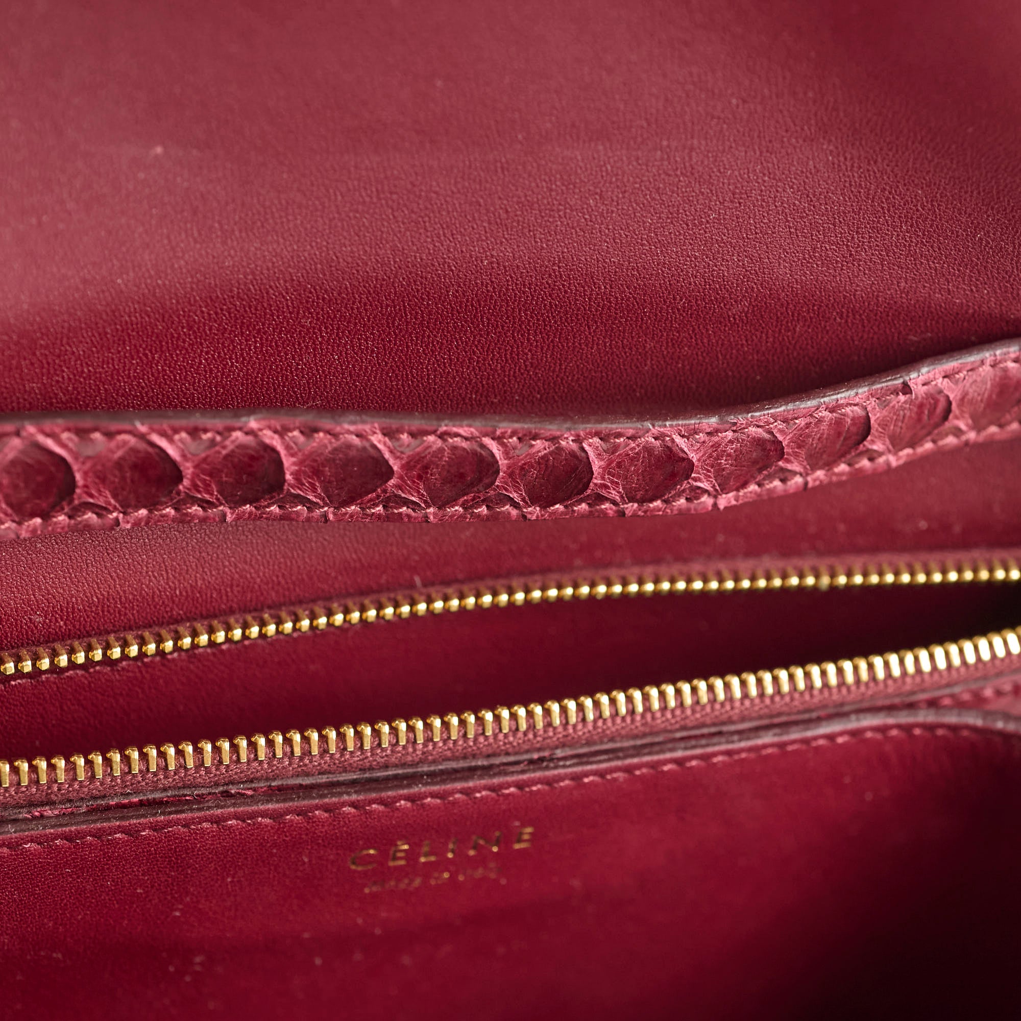 Celine Python Medium Classic Box Bag in Burgundy - Luxury Crossbody Purse for Women, Perfect for Work, Evening & Special Occasions