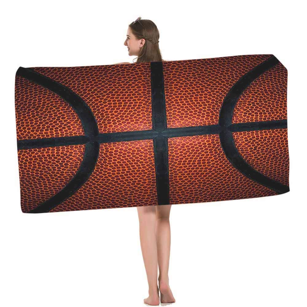 Premium HOSNYE Basketball Design Beach Towel - Soft, Highly Absorbent, Leather Texture in Red & Black - Perfect for Swimming, Sports, Beach, Gym, and Bathroom Use
