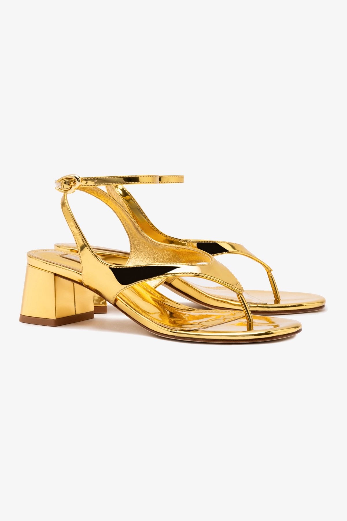Gaia Block Sandal Women's Gold Metallic Leather Sandals - Comfortable Chunky Heel Summer Shoes for Beach, Vacation & Casual Outings