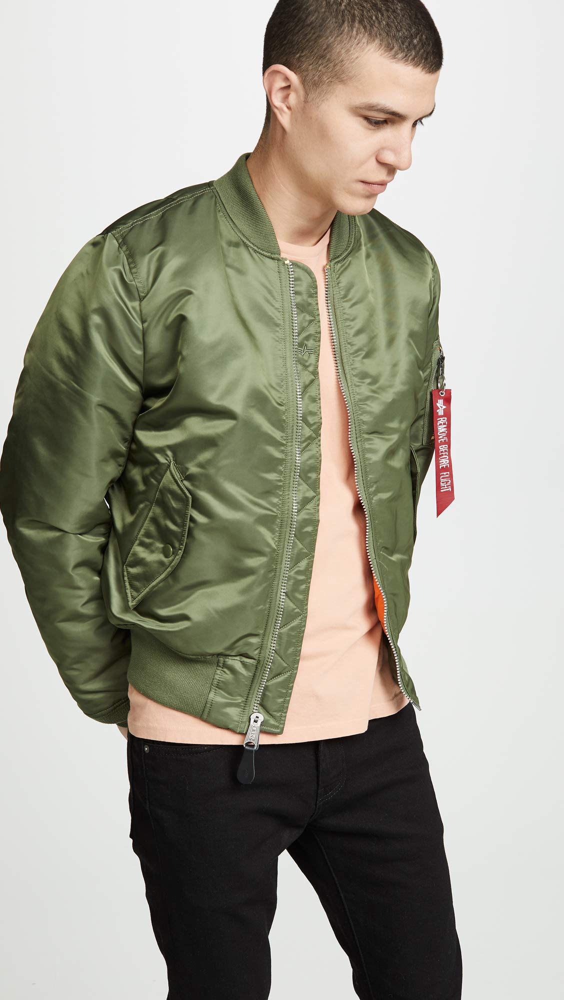 Alpha Industries MA-1 Slim Fit Bomber Flight Jacket for Men - Lightweight Military Pilot Jacket with Water-Resistant Nylon - Perfect for Casual Wear, Aviation Enthusiasts & Outdoor Adventures