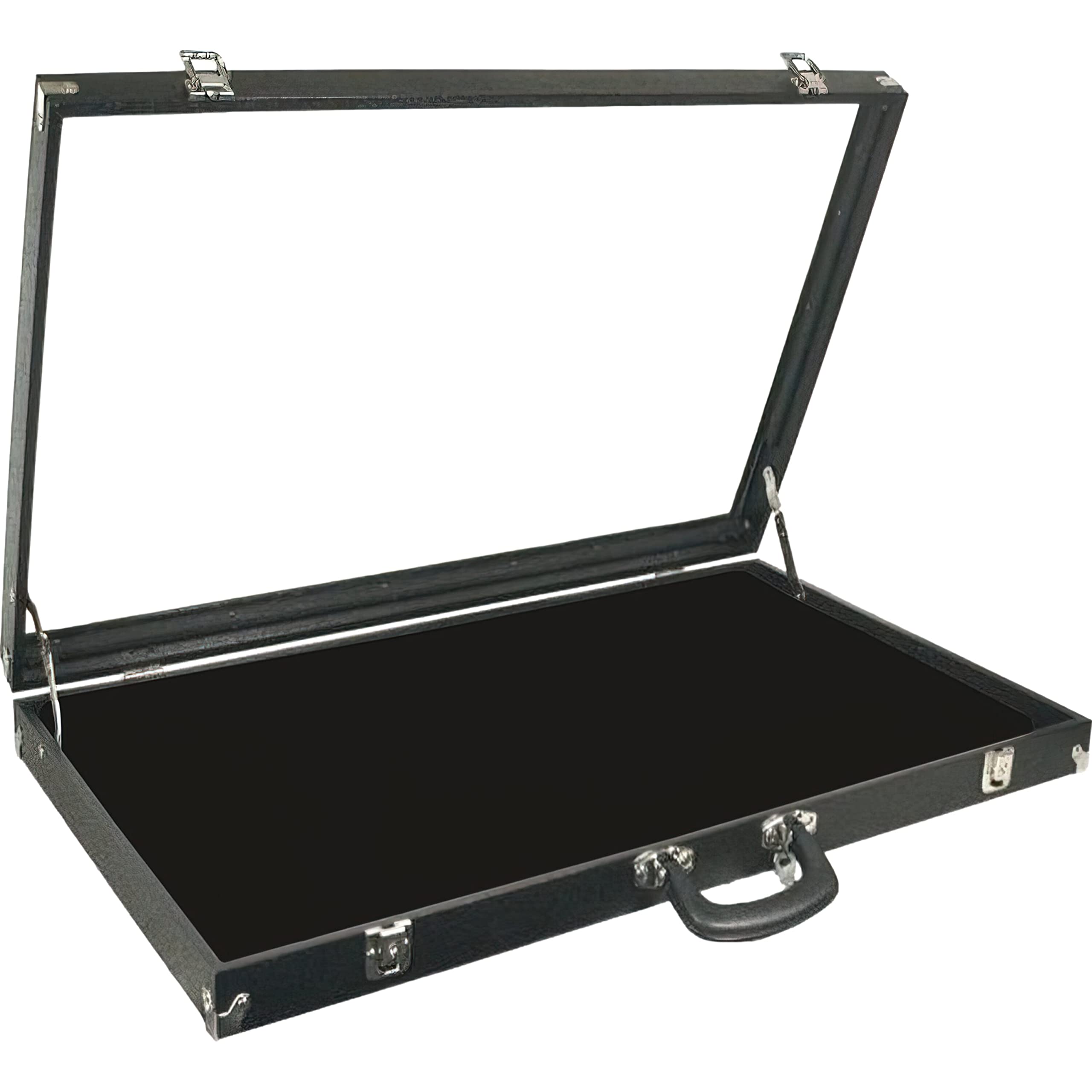 FindingKing 2 Black Glass Top Travel Jewelry Display Carrying Case - Elegant Jewelry Organizer for Necklaces, Rings & Earrings - Perfect for Travel, Gifts & Retail Store Displays