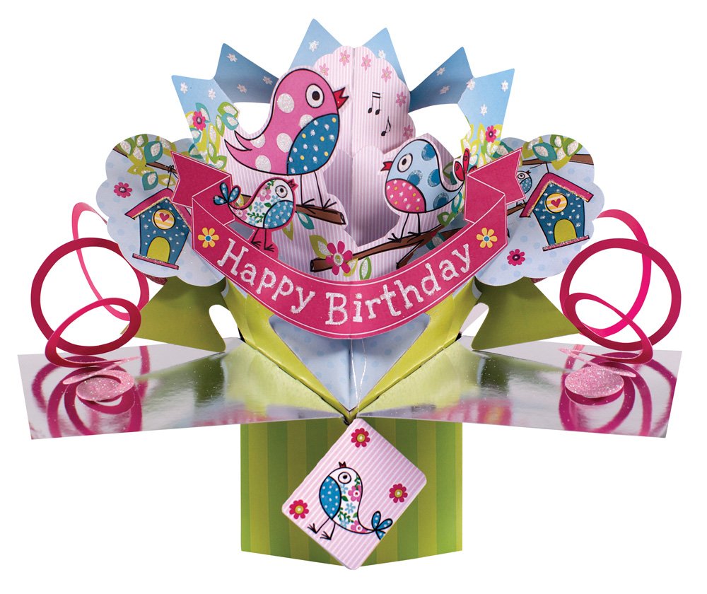 Second Nature POP063 Pop Up Greeting Card for Women - Elegant Birthday Card with 3D Floral Design, Perfect for Mom, Wife, Daughter & Friends Birthday Celebrations