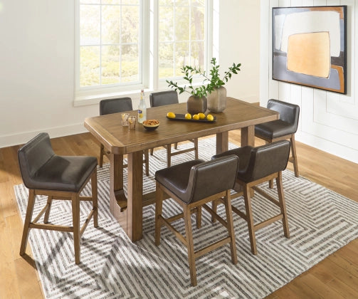 Cabalynn 36-Inch Counter Height Dining Table Set with 6 Bar Stools - Modern Kitchen Island Breakfast Nook Set for Small Spaces, Entertaining & Family Gatherings
