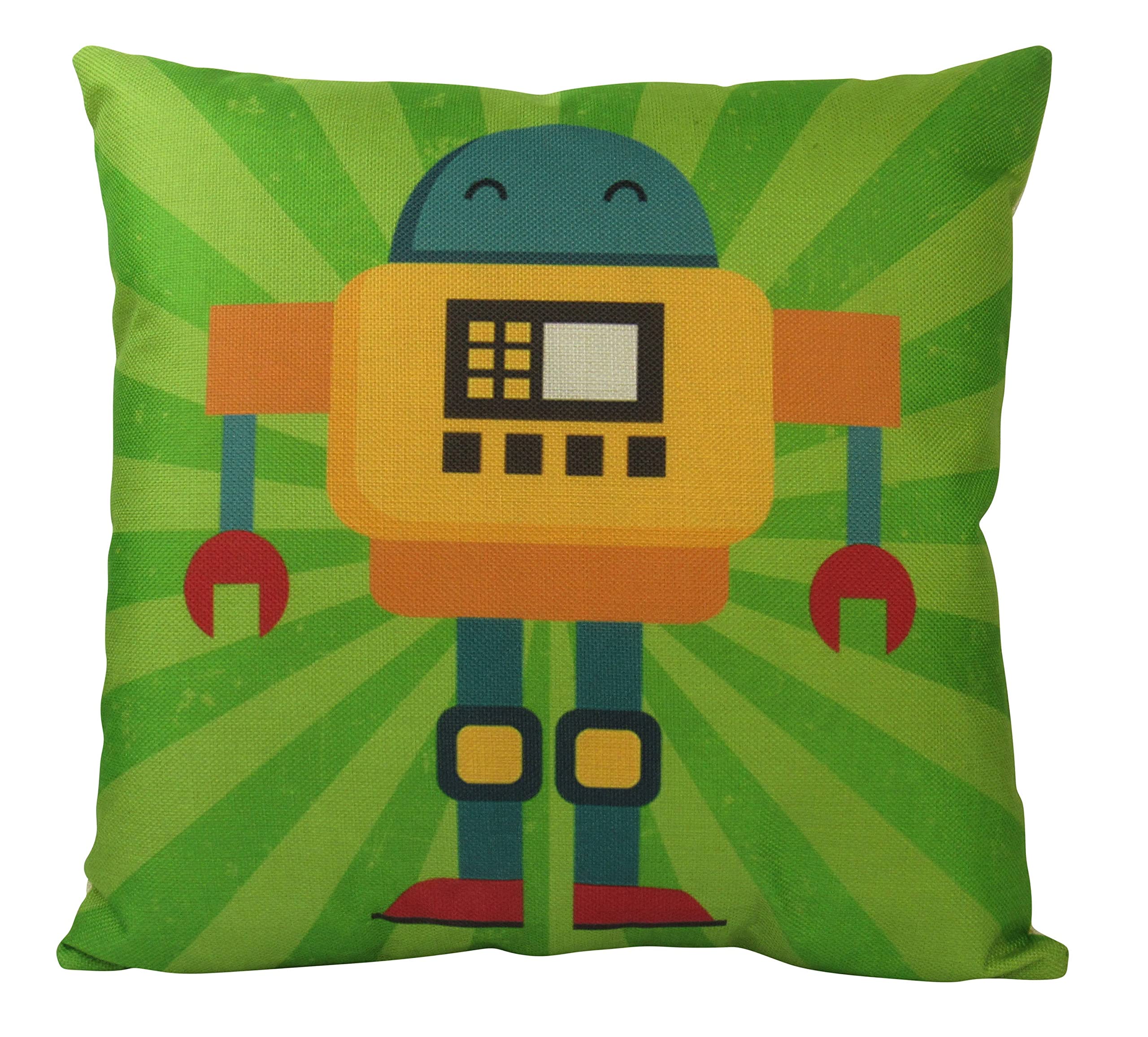 Fun Green Robot Pillow Cover - Soft Throw Pillow for Kids Room Decor, Birthday Gift & Home Decoration | Perfect for Nursery, Bedroom & Living Room