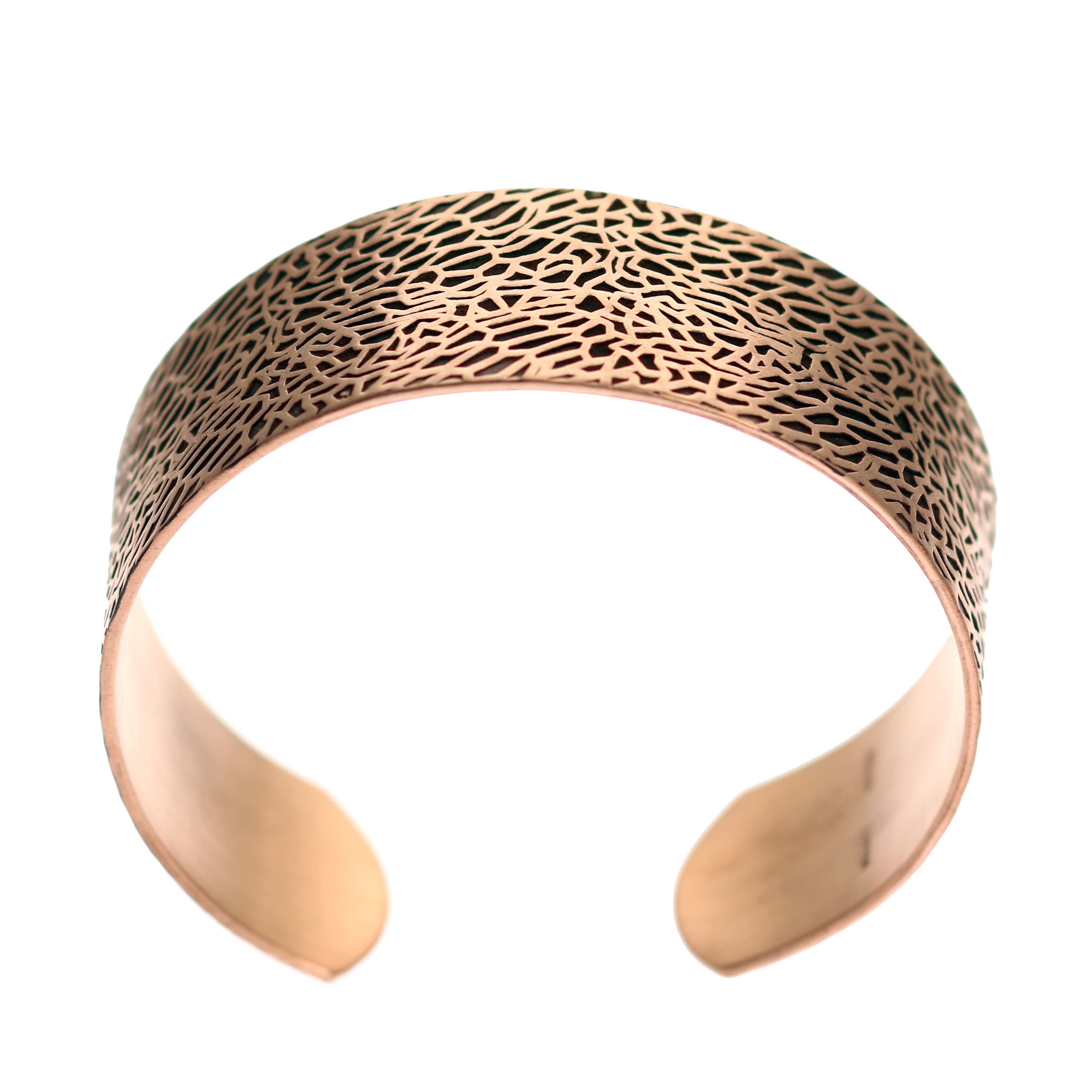 Men's Solid Copper Cuff Bracelet - 1 Inch Wide Embossed Sea Fan Design - Perfect for Beach Weddings, Boho Fashion & Casual Wear