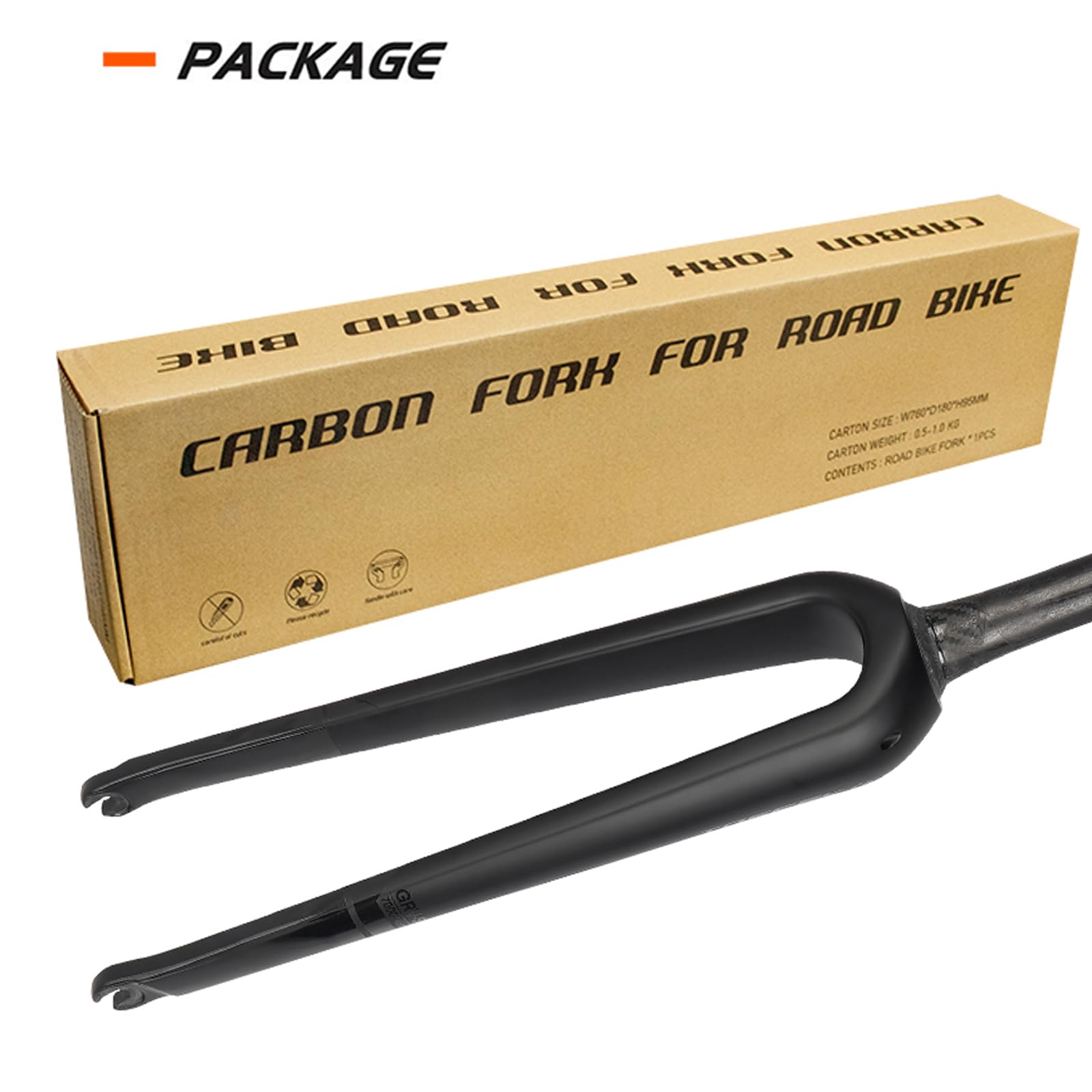 BUCKLOS 700C Carbon Fiber Gravel Road Bike Fork - QR 9mm/100 & 12mm Thru Axle, 1-1/8