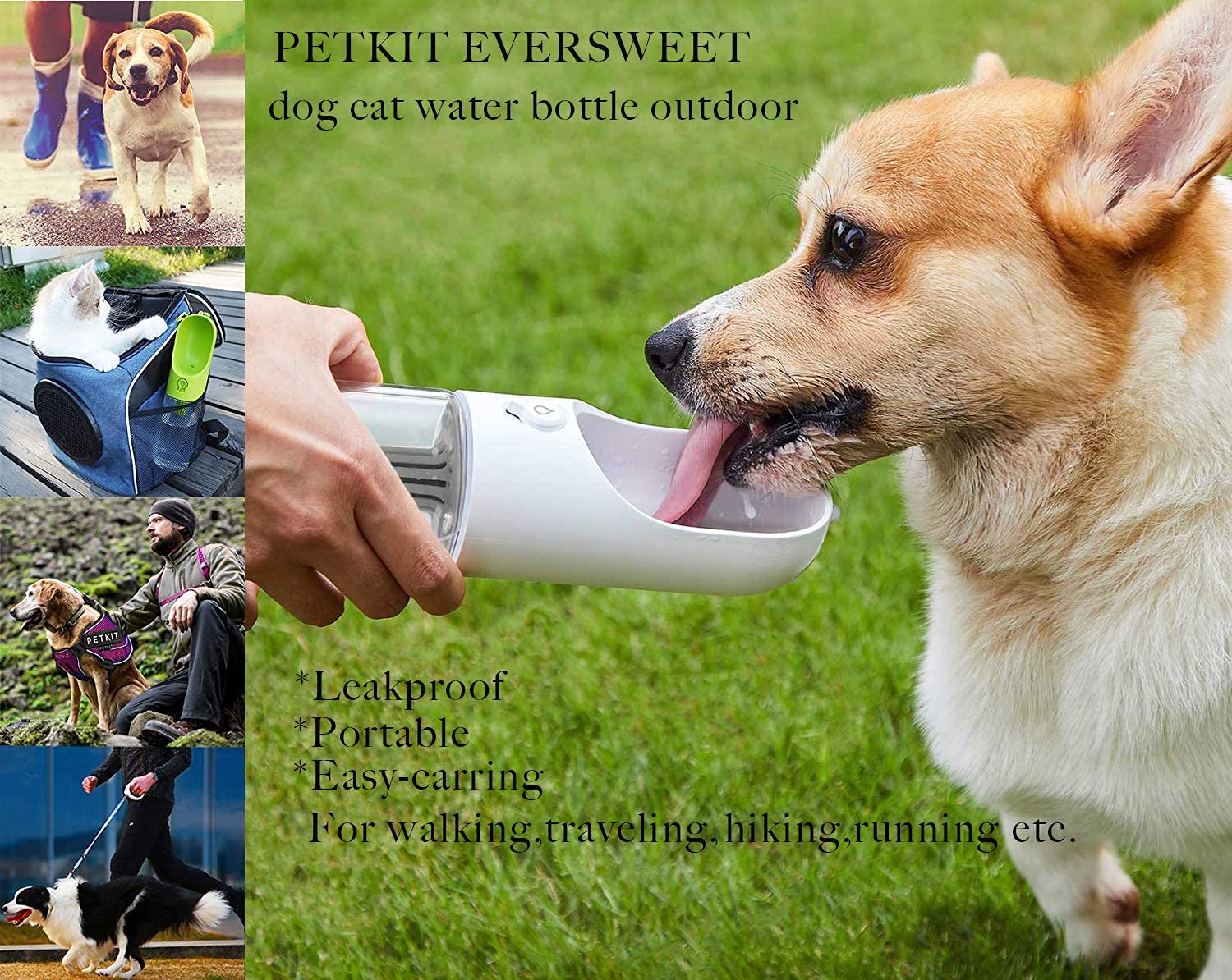PETKIT Leak-Proof Dog Water Bottle with Bowl | BPA-Free & Portable for Hiking, Travel