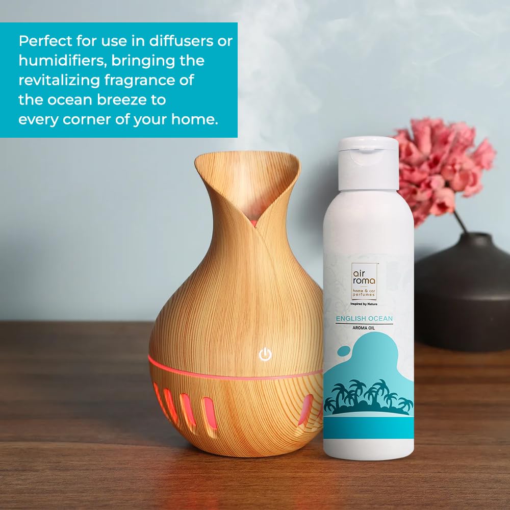 Pure & Natural AIR-ROMA Aromatherapy Essential Oil Diffuser - 100ml English Ocean Scent for Home Fragrance, Meditation & Focus - Relaxing Essential Oils for Stress Relief, Yoga & Bedroom