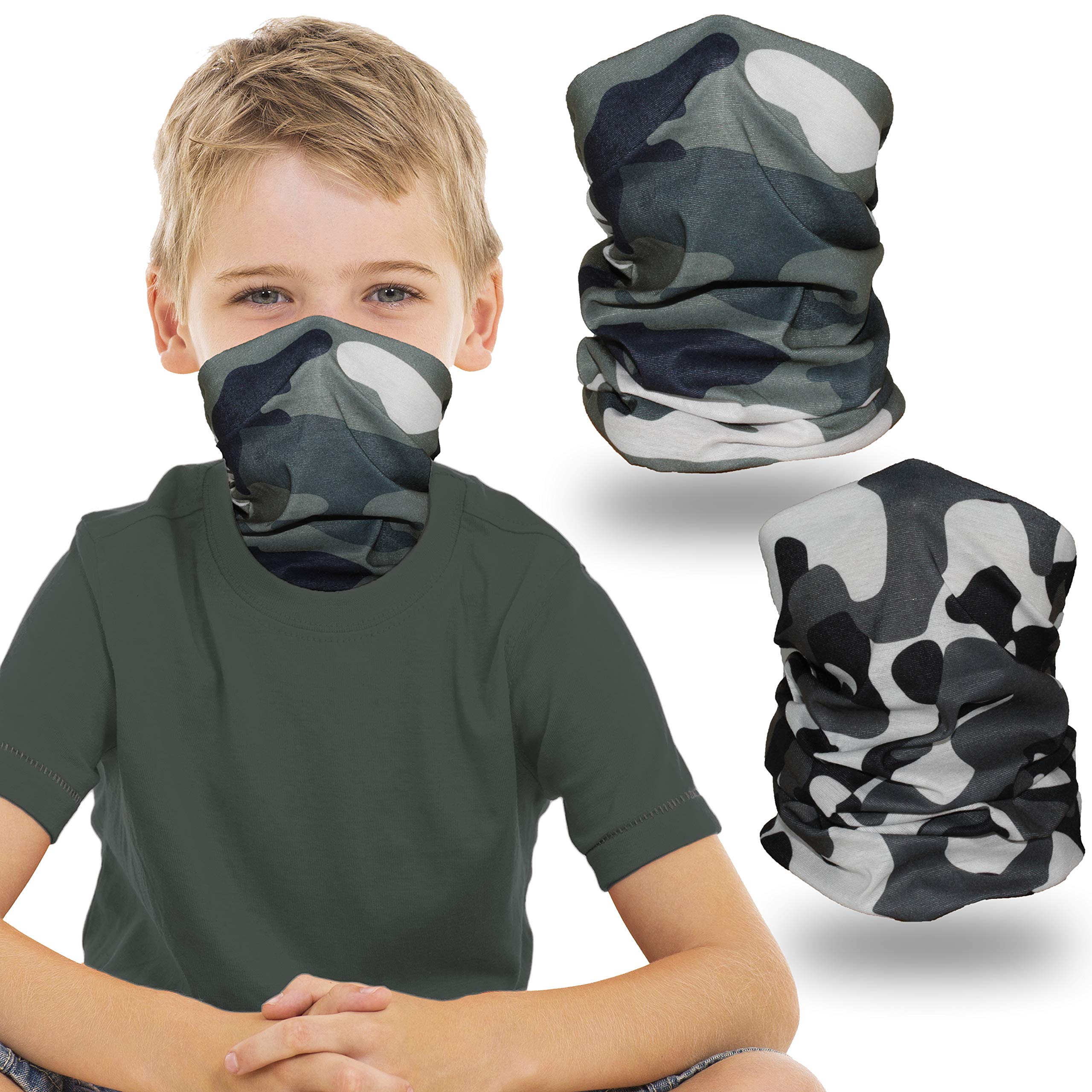 Kids Camo Gaiter - UV Protection Face Mask for Outdoor Sports & Hiking