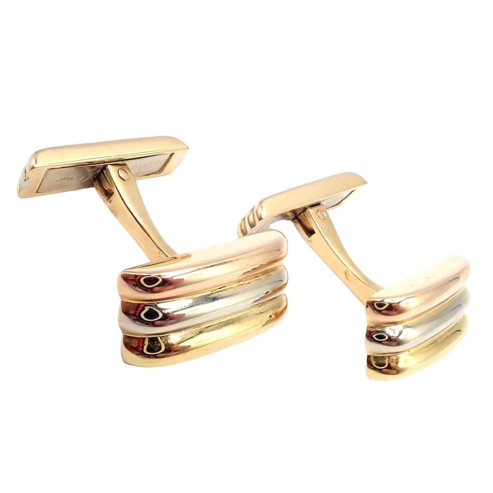 Authentic Vintage Cartier Trinity 18k Tri-Color Gold Cufflinks - Luxury Men's Jewelry for Weddings, Business & Formal Events