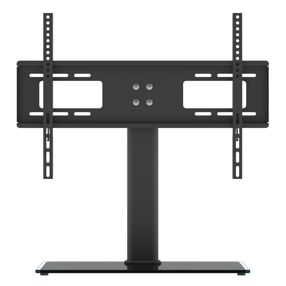 HELLOLAND 32-55 Inch Universal TV Stand with Tempered Glass Base - Black Table Top TV Mount for LCD LED Flat Screen TVs - Perfect for Living Room, Bedroom & Home Theater Setup (Model TSD800)