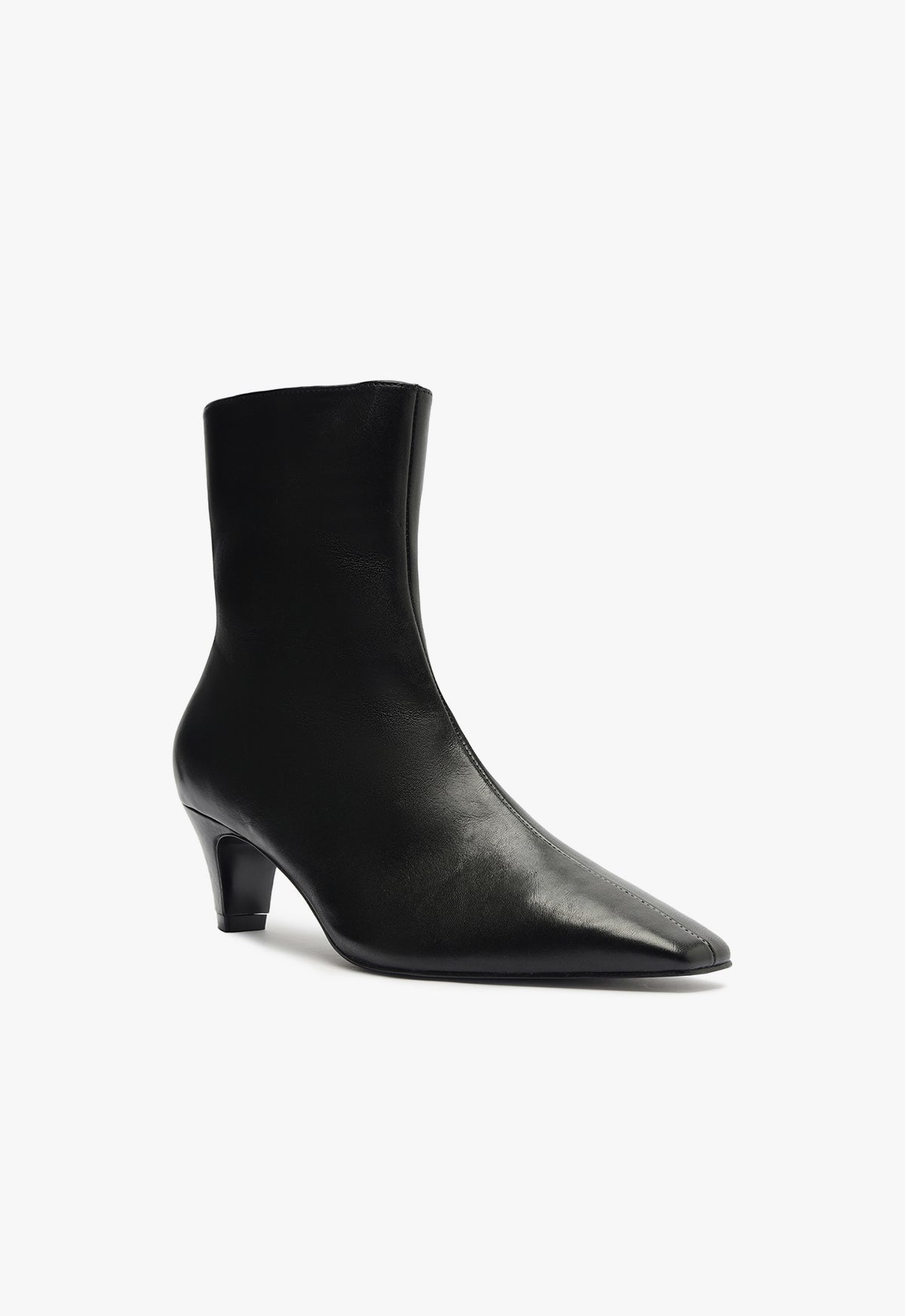 Dellia Atanado Leather Bootie Women's Mid Heel Boots - Fashionable & Comfortable for Work, Office, and Casual Outfits