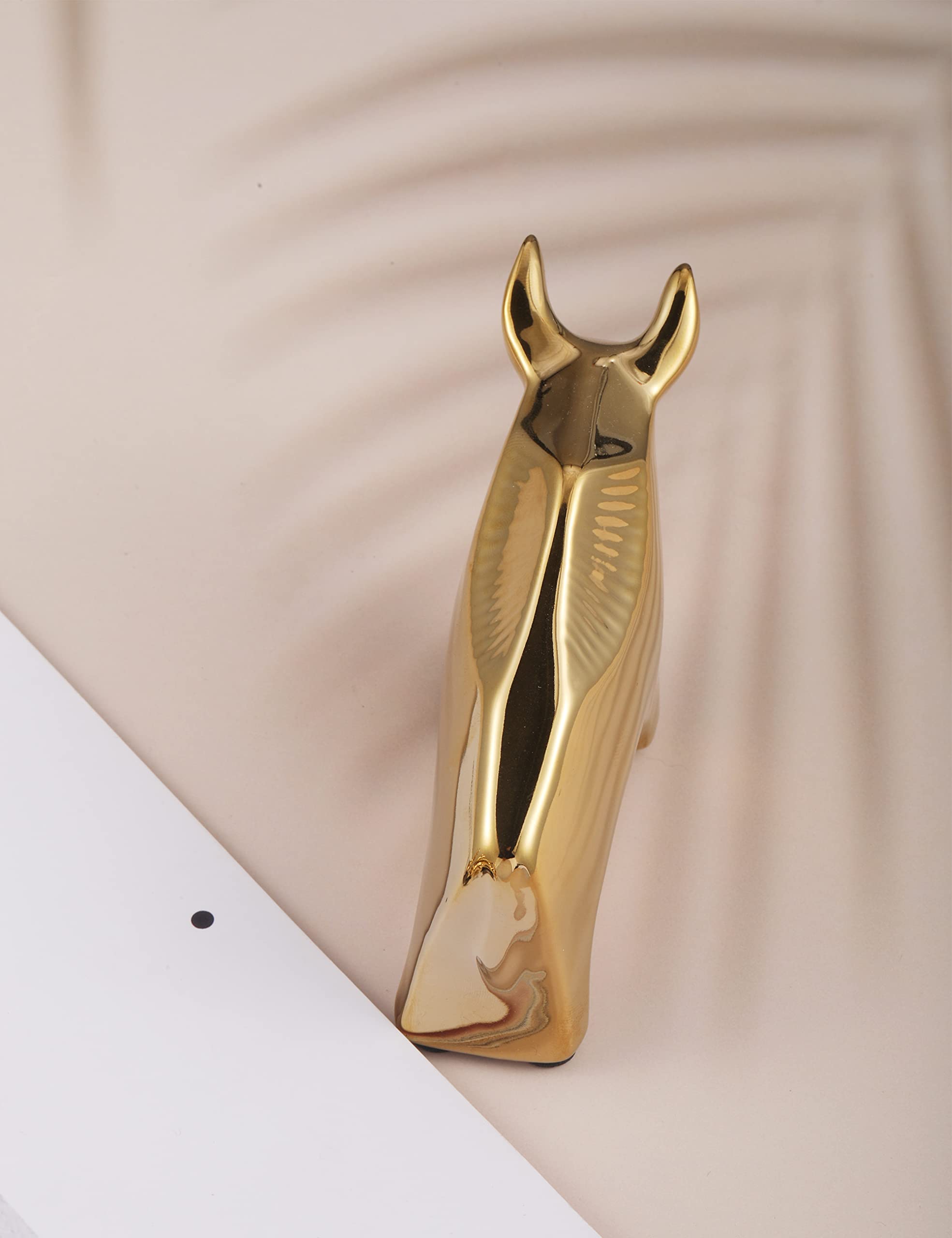 Gold Small Cattle Decor Accents - Modern Ceramic Animal Statues Sculptures for Home & Office | Cute Desktop, Shelf, Table & Cabinet Decor | Perfect for Living Room, Bedroom & TV Stand