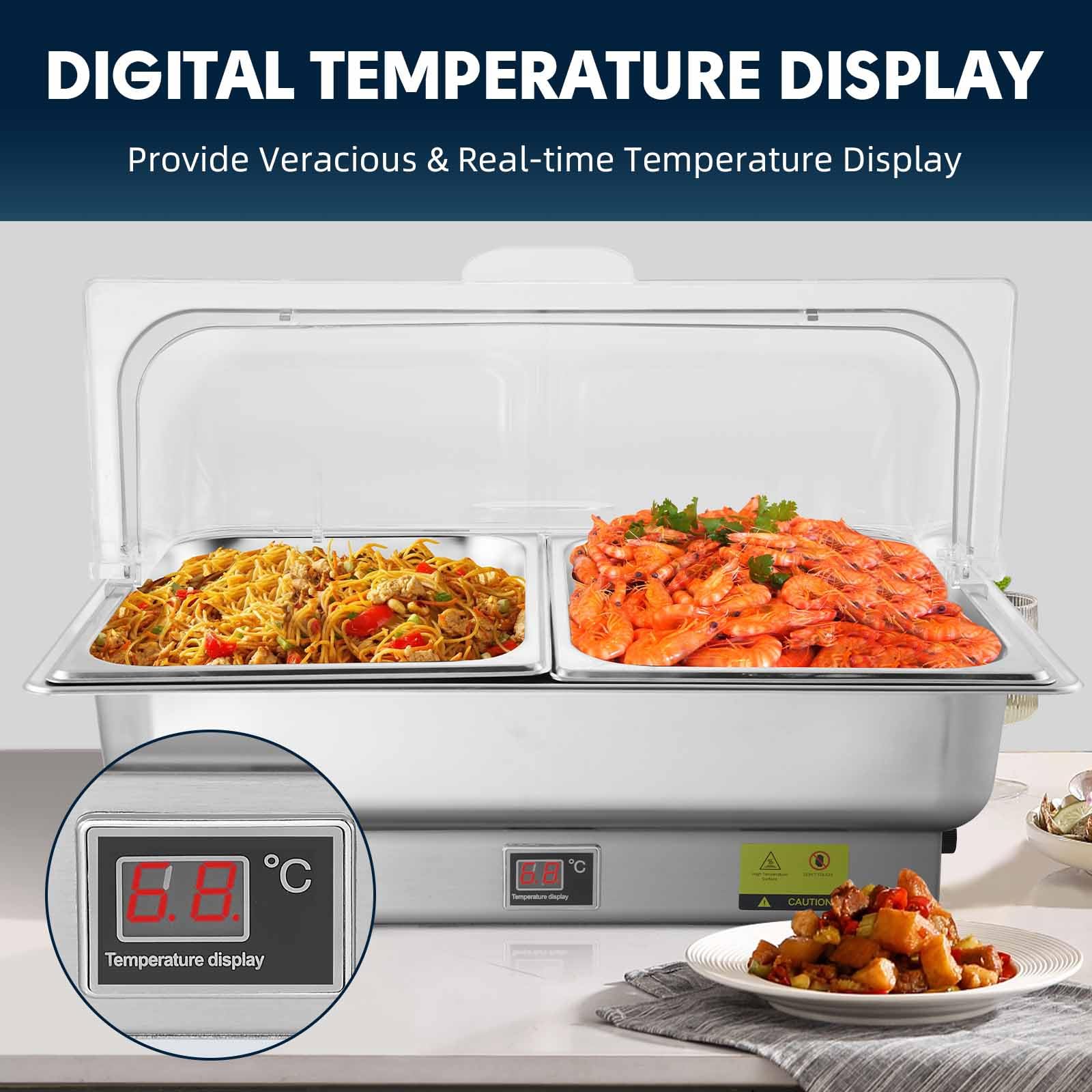 Electric Chafing Dish Buffet Set - 2 x 4.5QT Half Size with Adjustable Temperature & Roll Top Lid - 700W Catering Warmers for Parties, Buffets & Events - Perfect for Restaurants, Weddings & Home Entertaining
