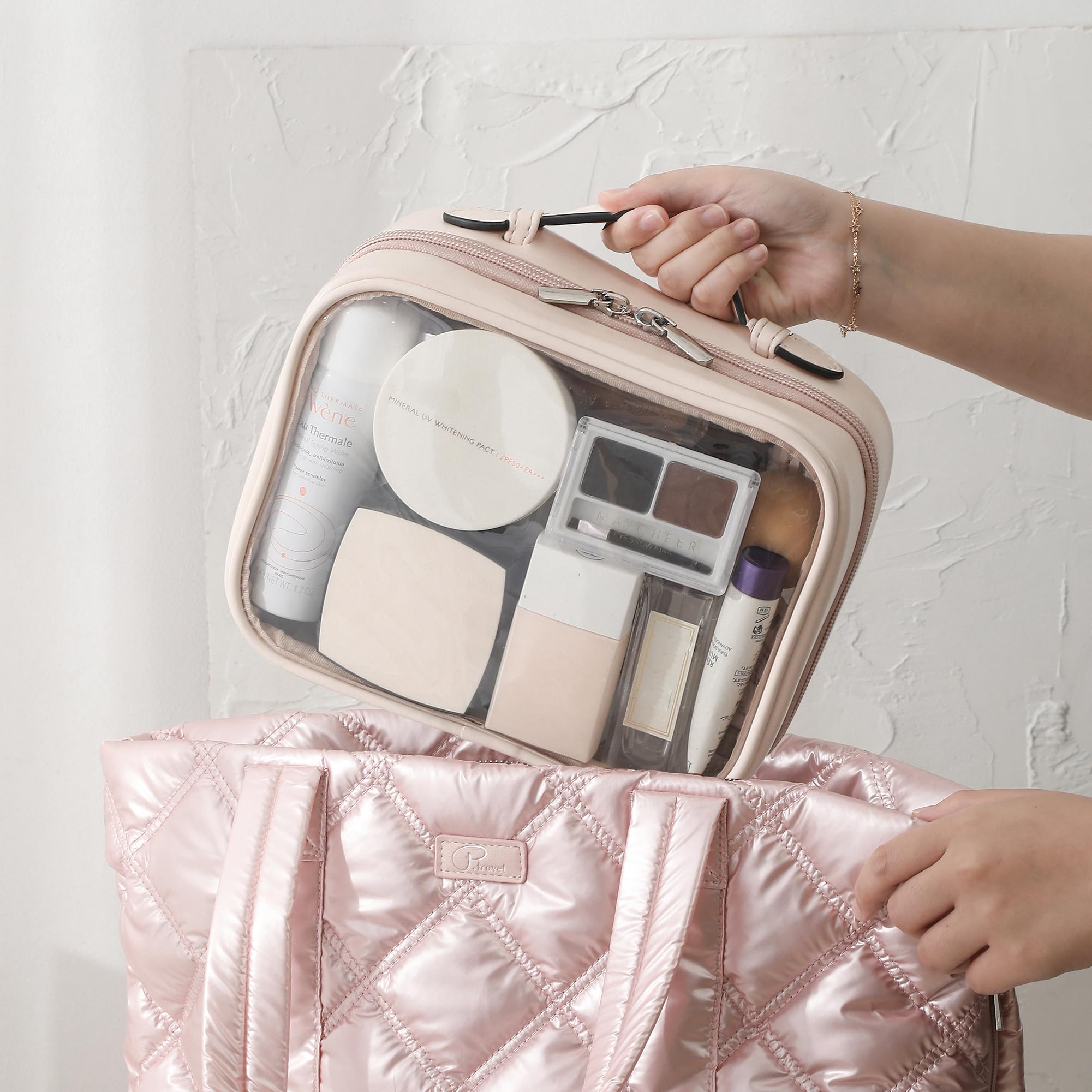 Veki Clear Makeup Bag - Large Waterproof Travel Cosmetic Case with Zipper, Spacious Toiletry Organizer for Women | Perfect for Travel, Gym & Daily Cosmetics Storage